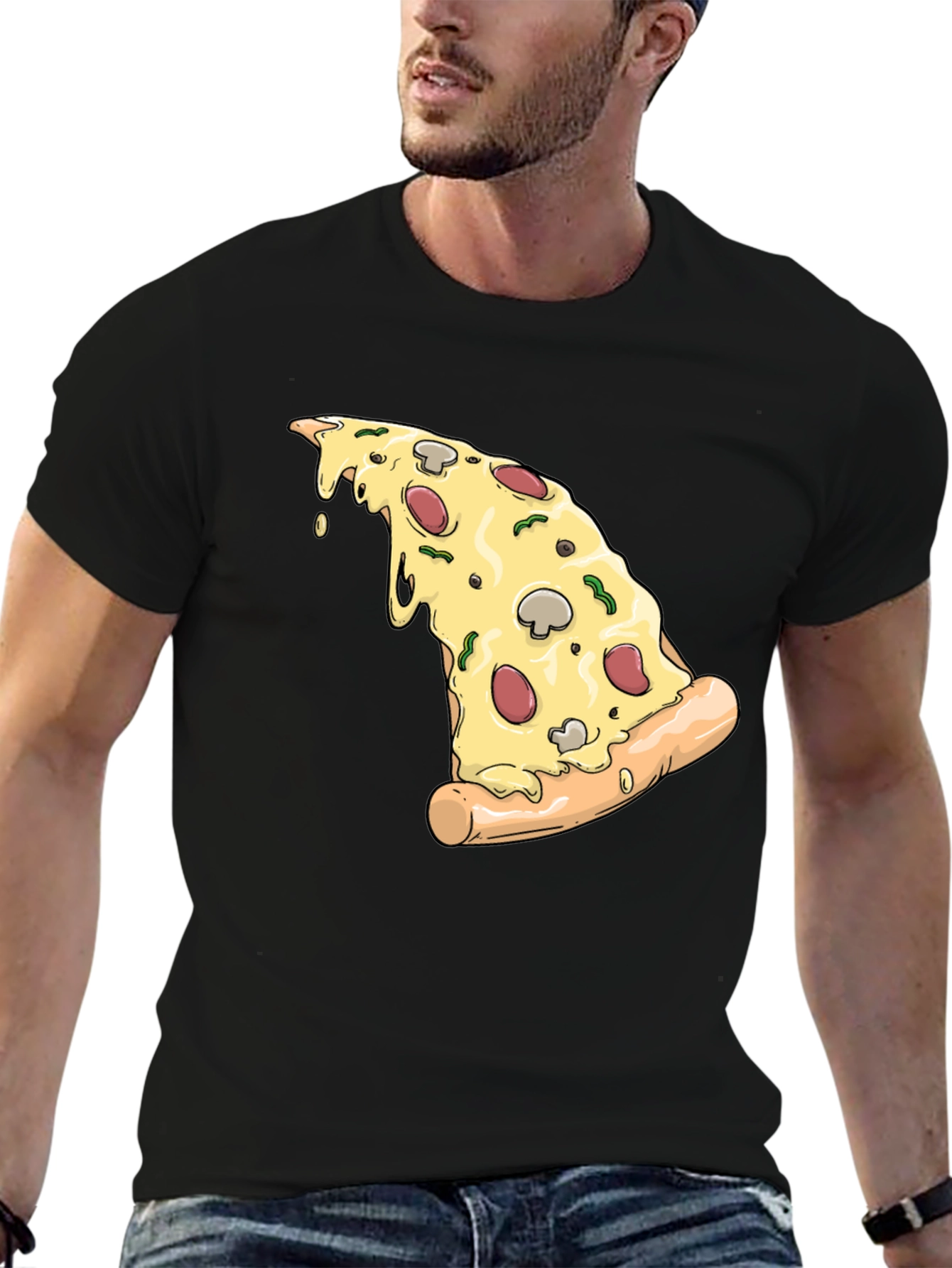 Pizza Slice Graphic T-Shirt - Black