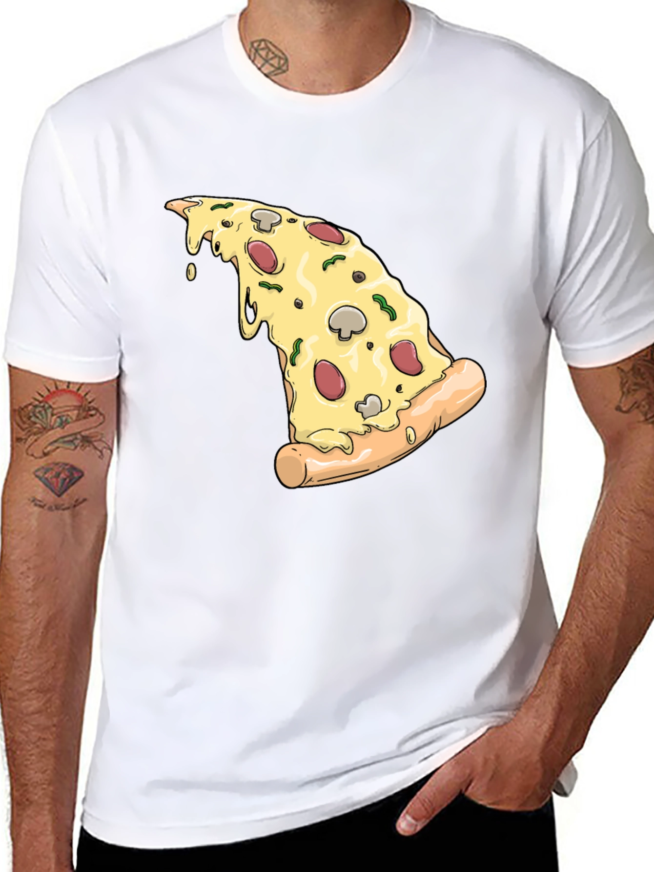 Pizza Slice Graphic T-Shirt - Black