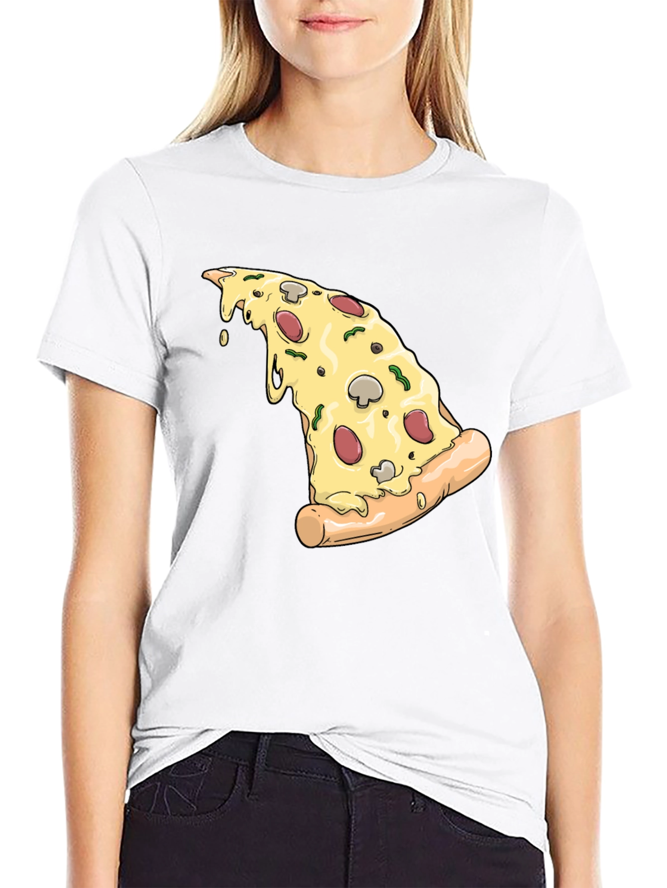 Pizza Slice Graphic T-Shirt - Black