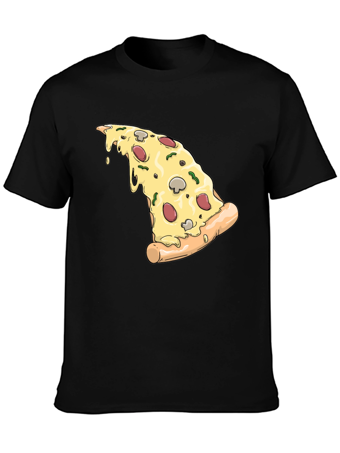 Pizza Slice Graphic T-Shirt - Black