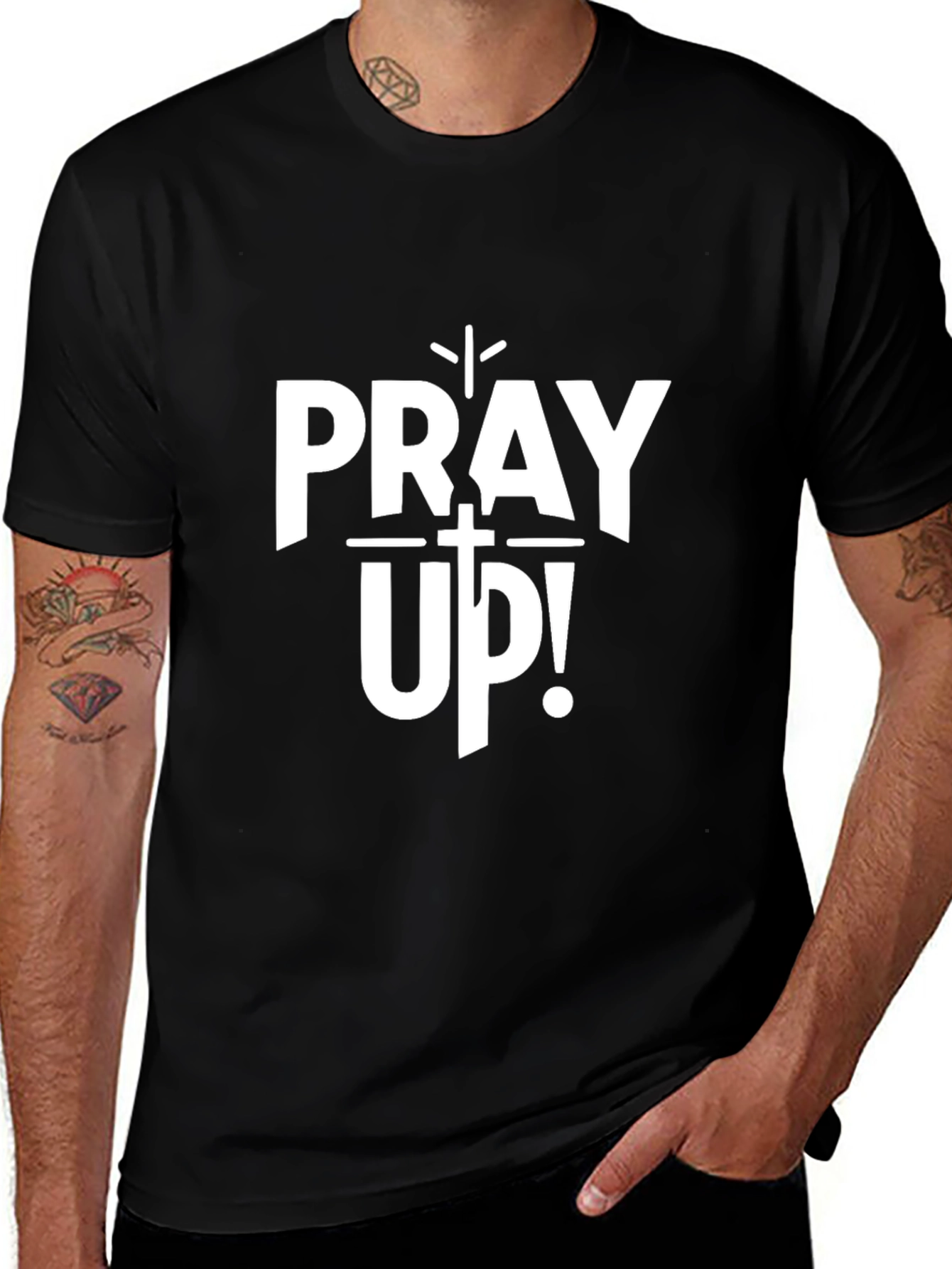 Pray Up Black Graphic T-Shirt