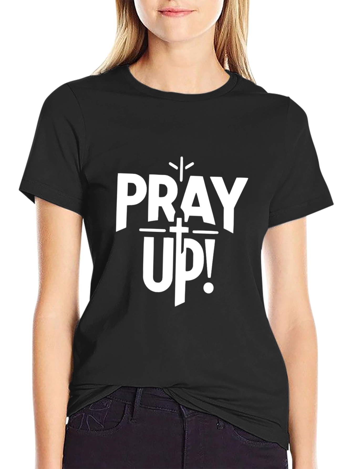 Pray Up Black Graphic T-Shirt