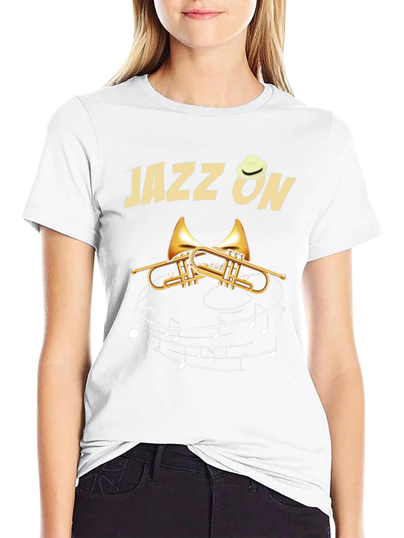 Jazz On Graphic Tee | Black T-Shirt Music Lover