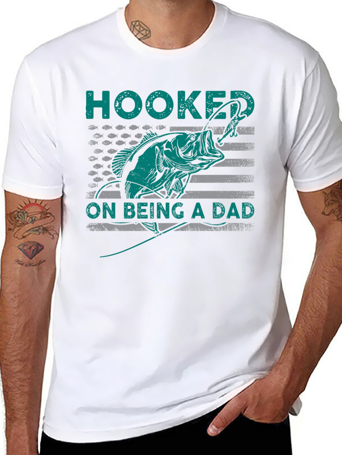 Hooked on Being a Dad Fishing T-Shirt