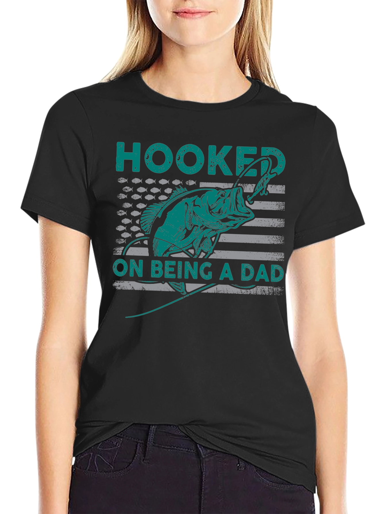 Hooked on Being a Dad Fishing T-Shirt