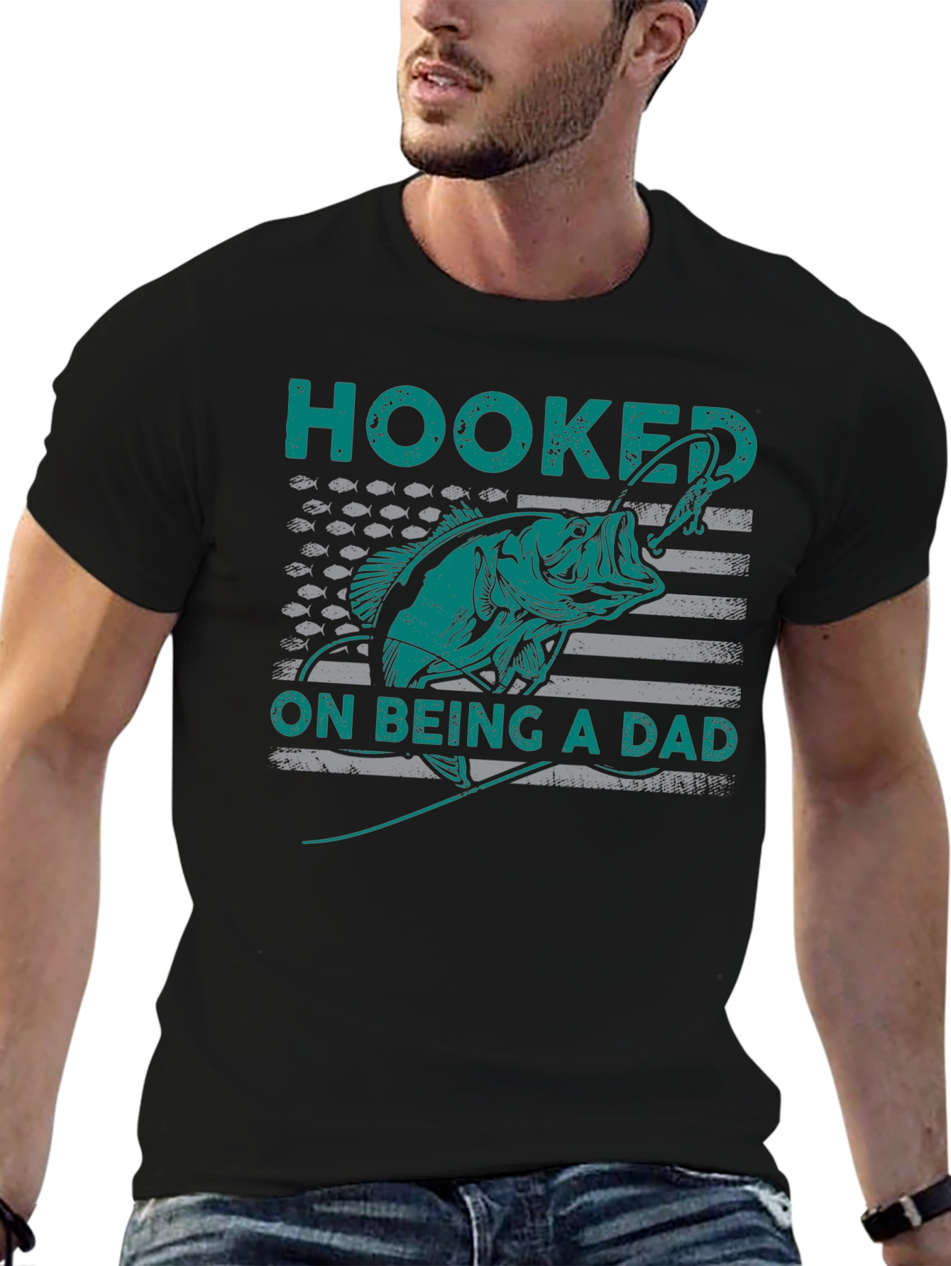 Hooked on Being a Dad Fishing T-Shirt