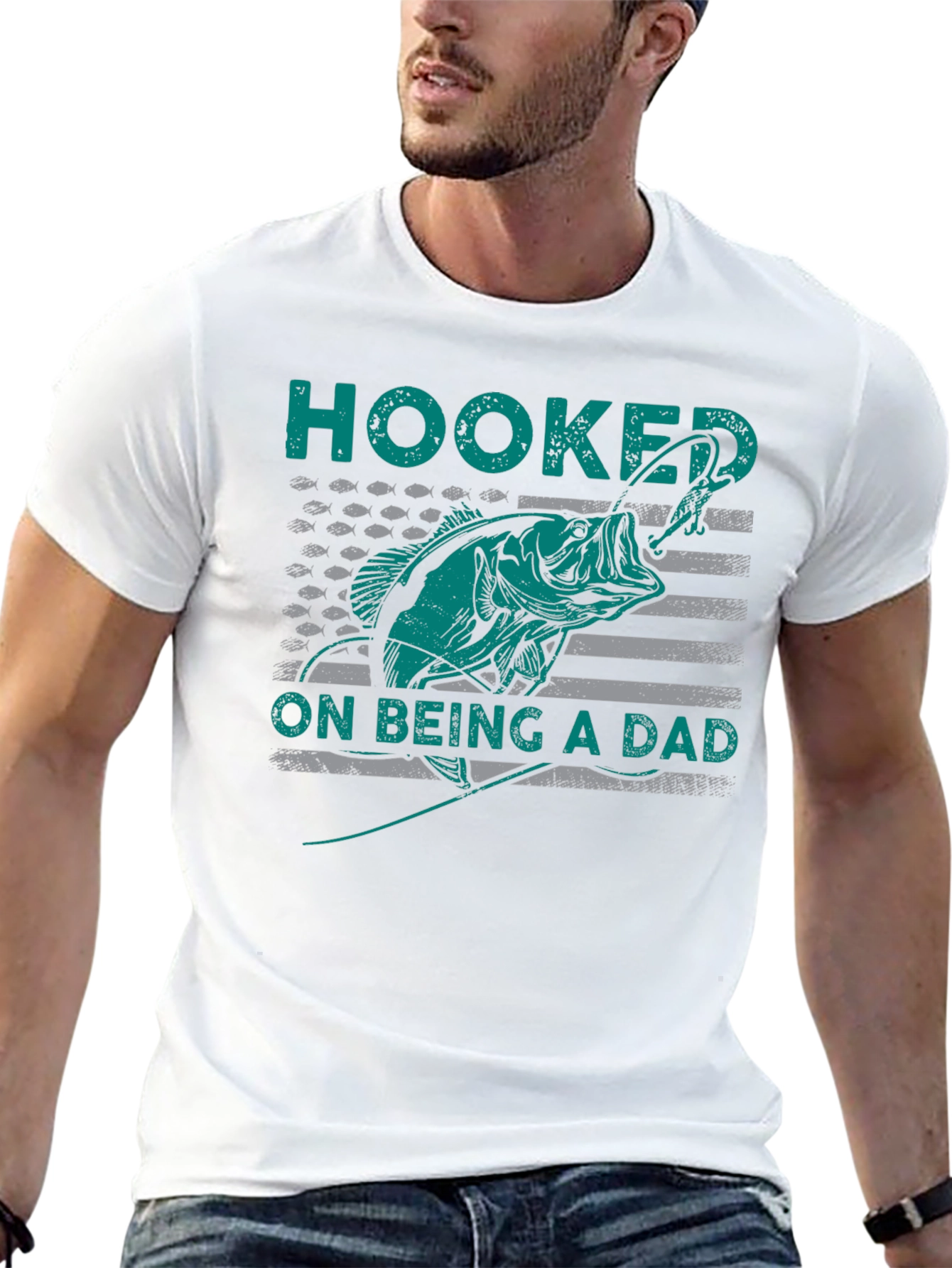 Hooked on Being a Dad Fishing T-Shirt