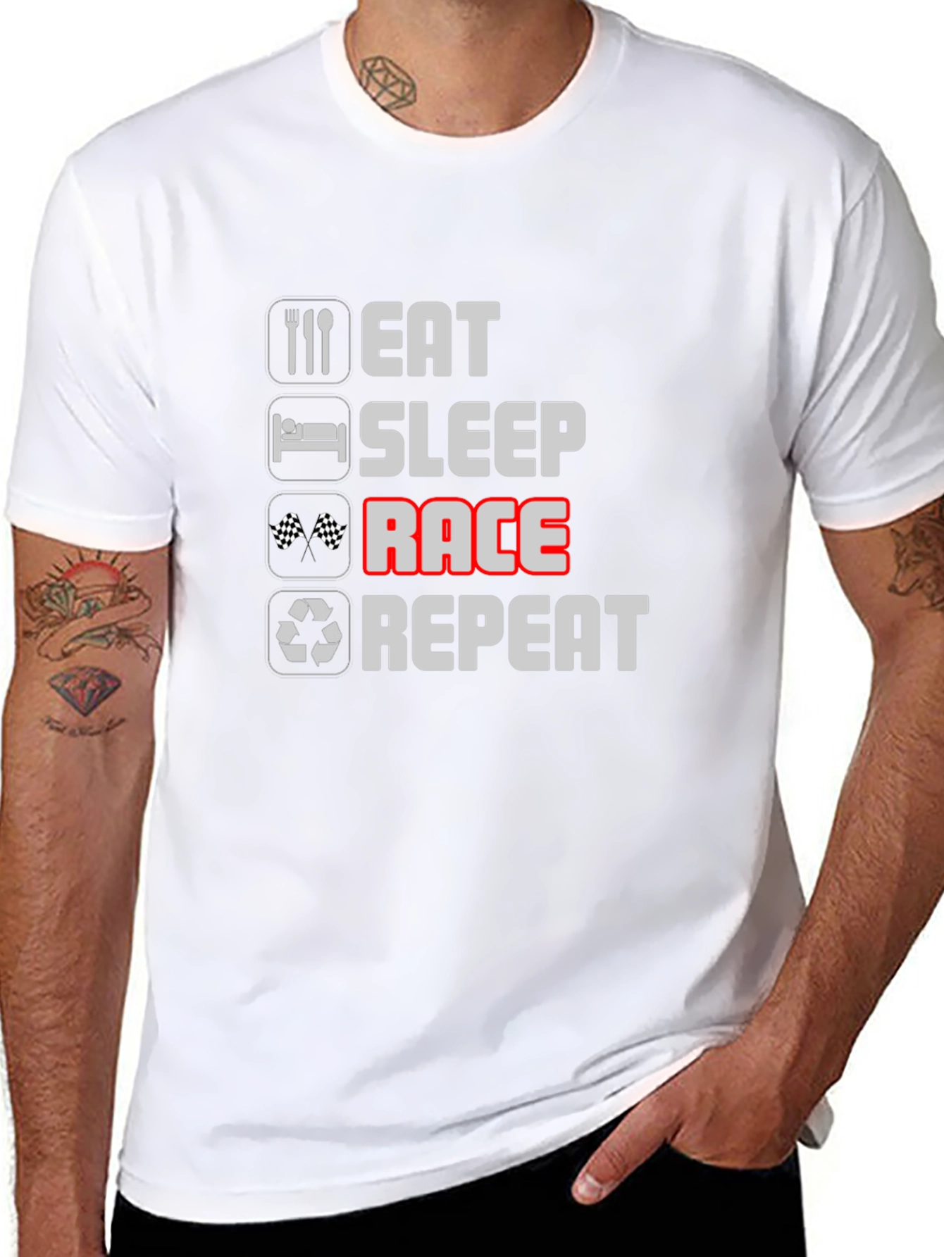 Eat Sleep Race Repeat Black Graphic Tee