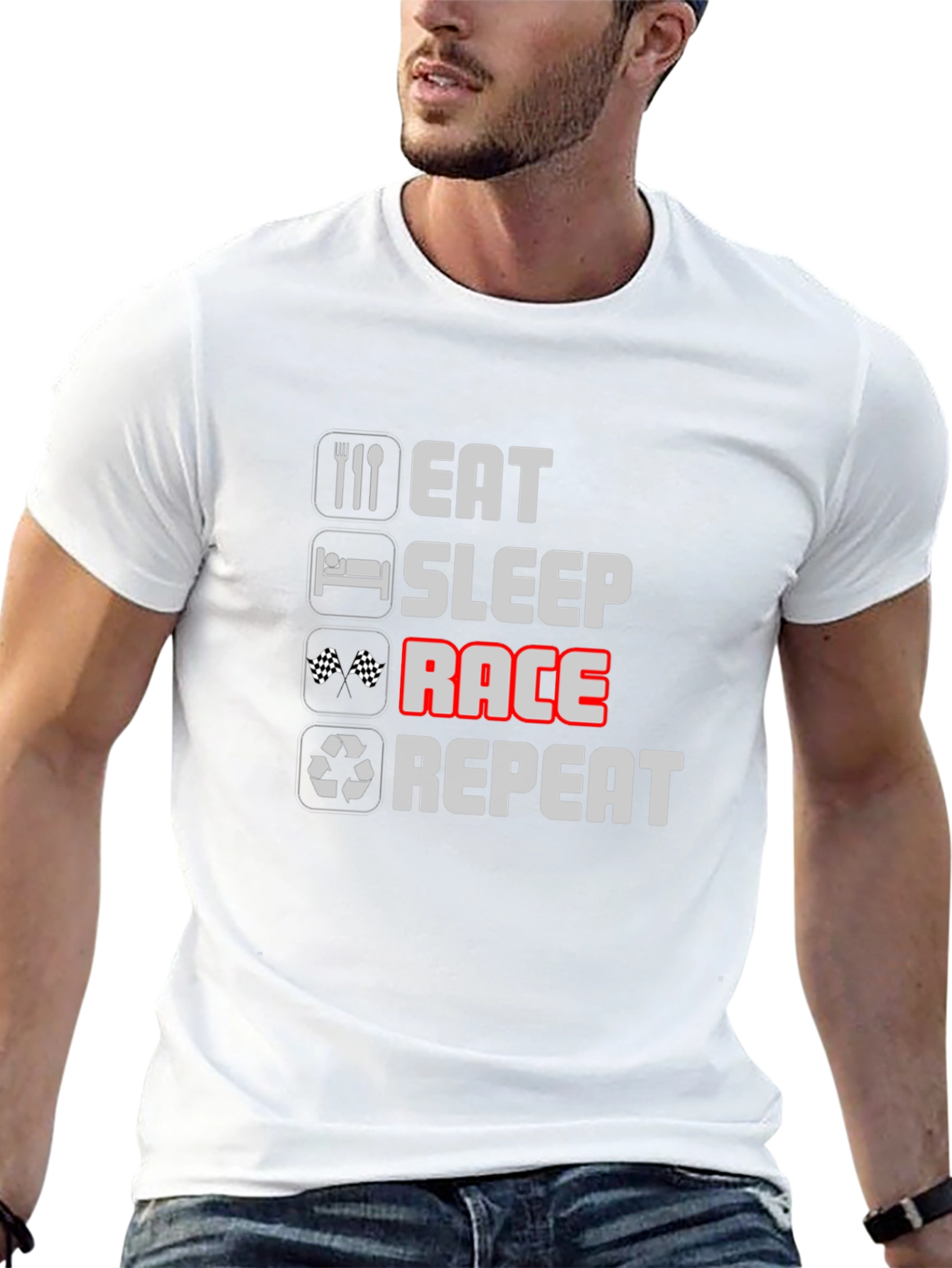 Eat Sleep Race Repeat Black Graphic Tee