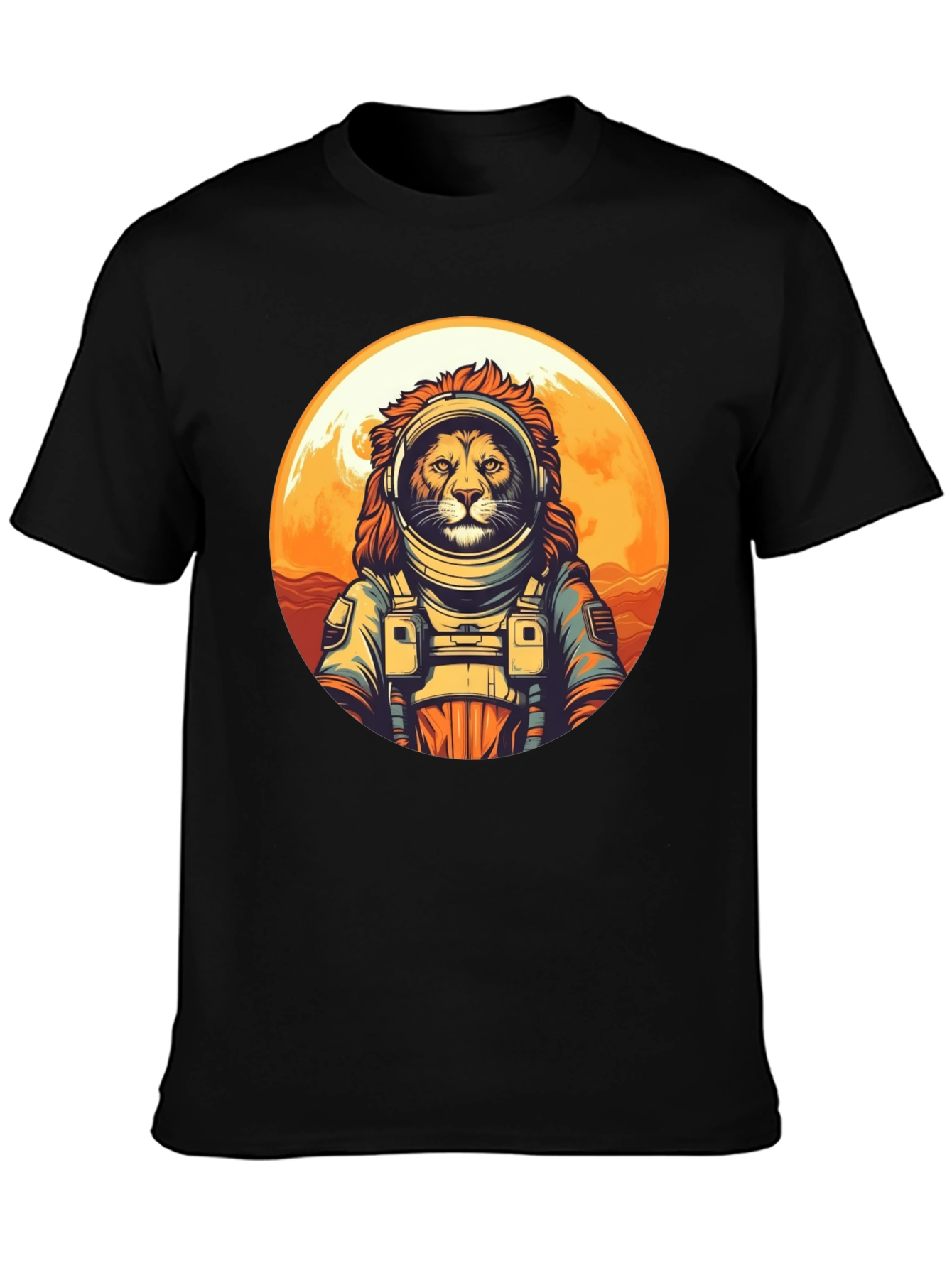 Lion Astronaut Graphic Tee - Space Adventure Shirt
