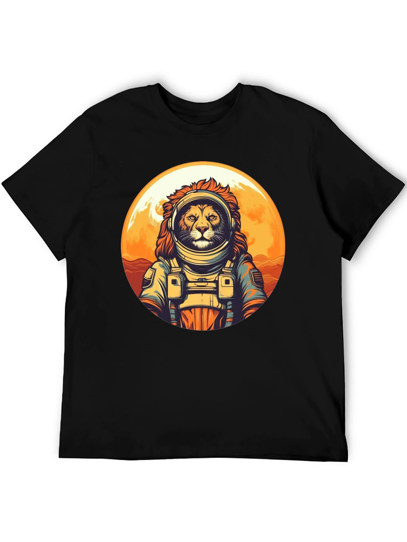 Lion Astronaut Graphic Tee - Space Adventure Shirt
