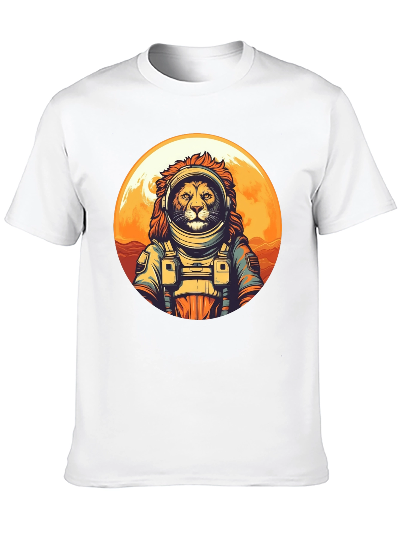 Lion Astronaut Graphic Tee - Space Adventure Shirt