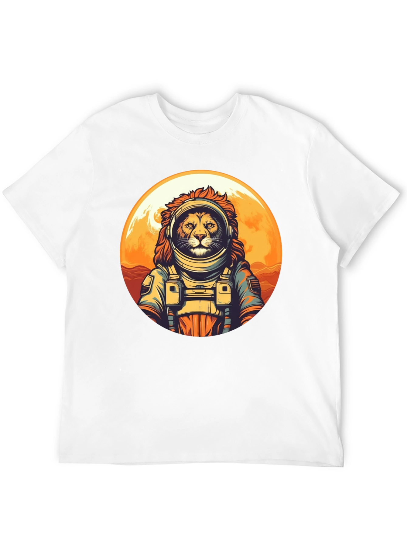 Lion Astronaut Graphic Tee - Space Adventure Shirt
