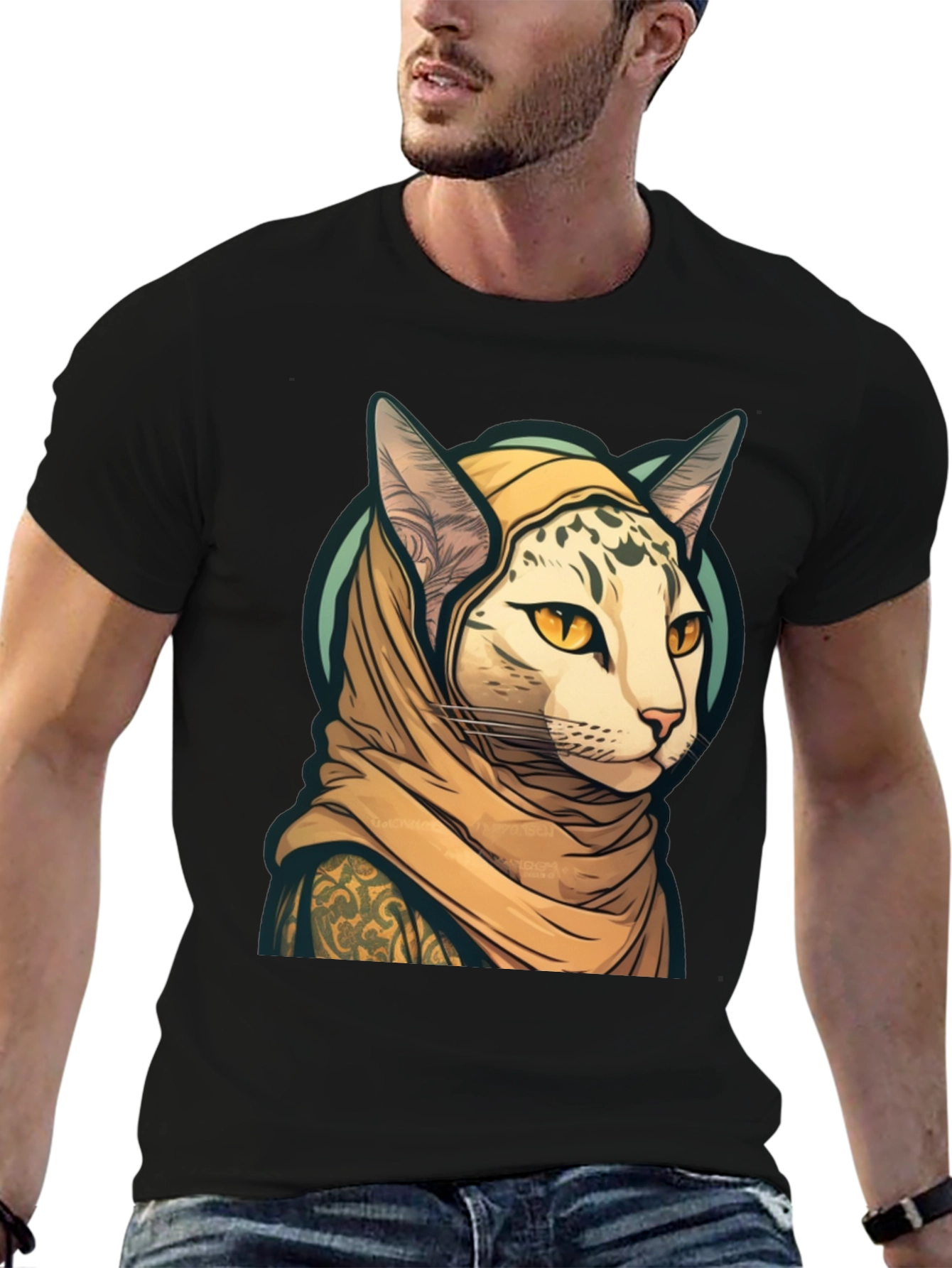 Cat in Headscarf T-Shirt - Unique Graphic Tee