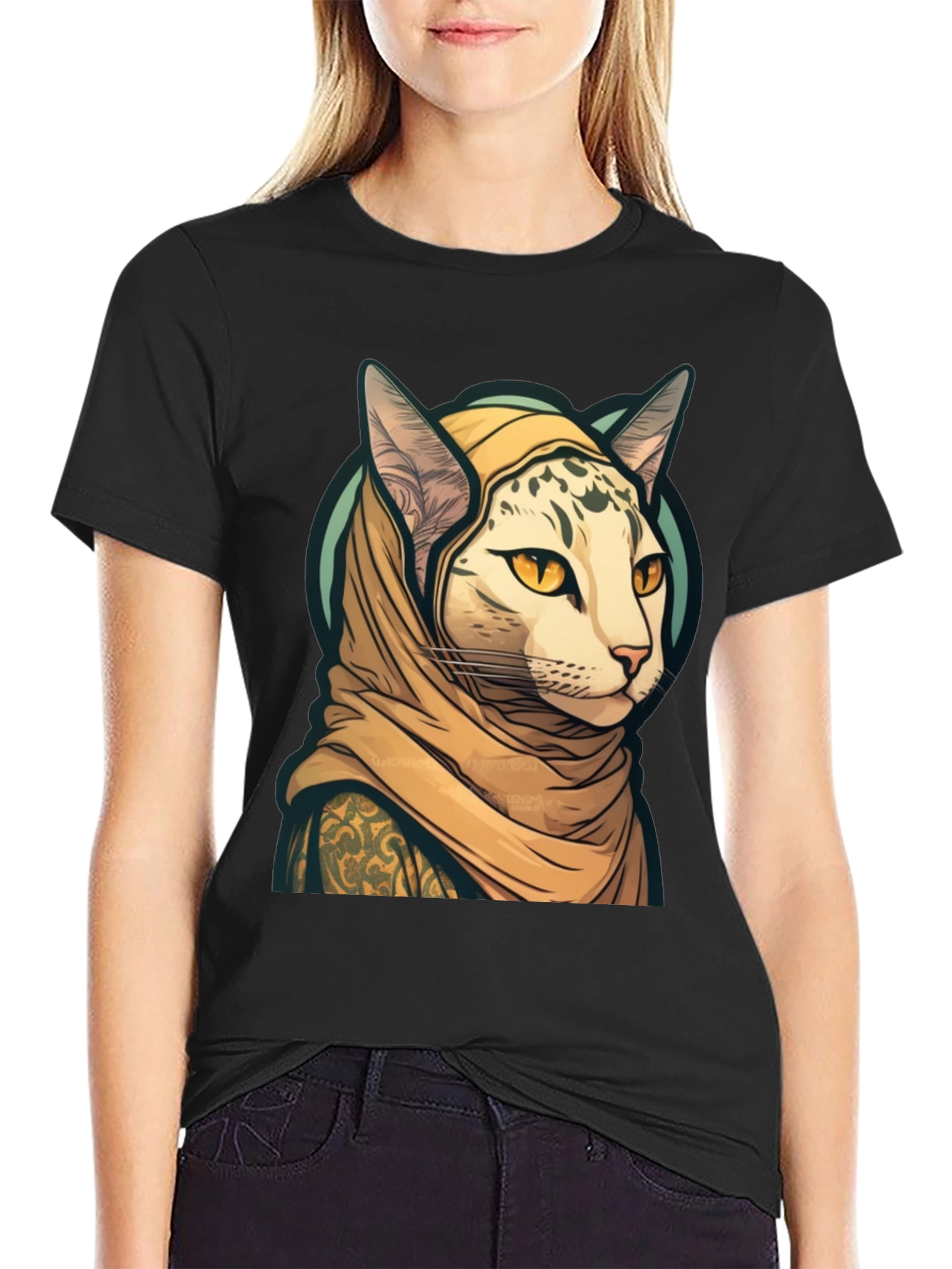 Cat in Headscarf T-Shirt - Unique Graphic Tee