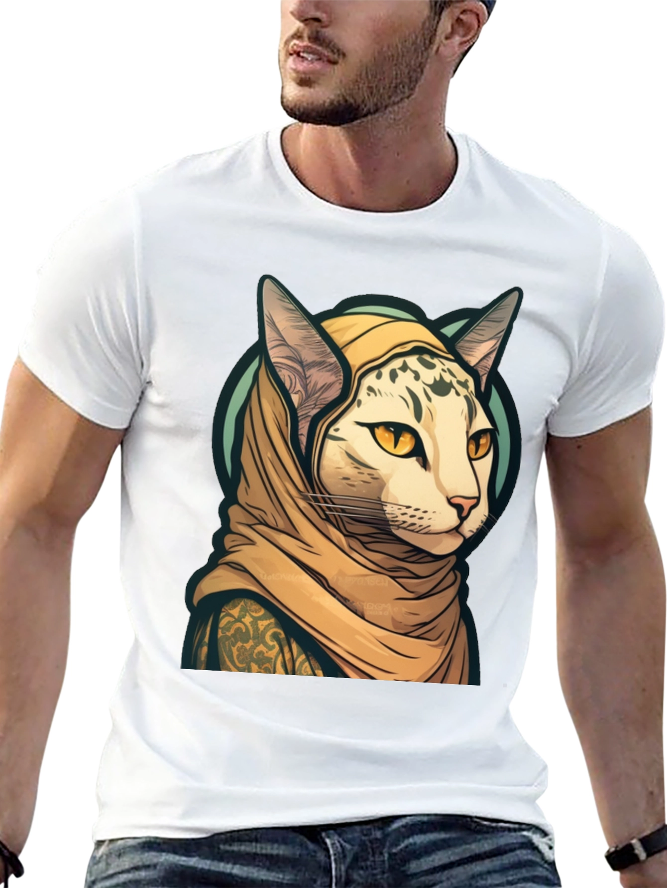 Cat in Headscarf T-Shirt - Unique Graphic Tee
