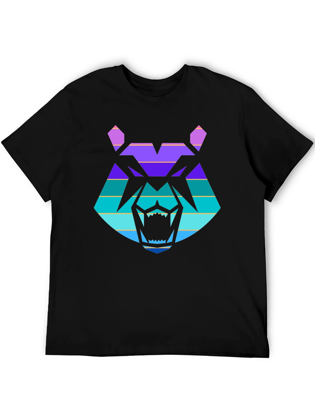 Retro Wolf Graphic Tee - Black Cotton T-Shirt