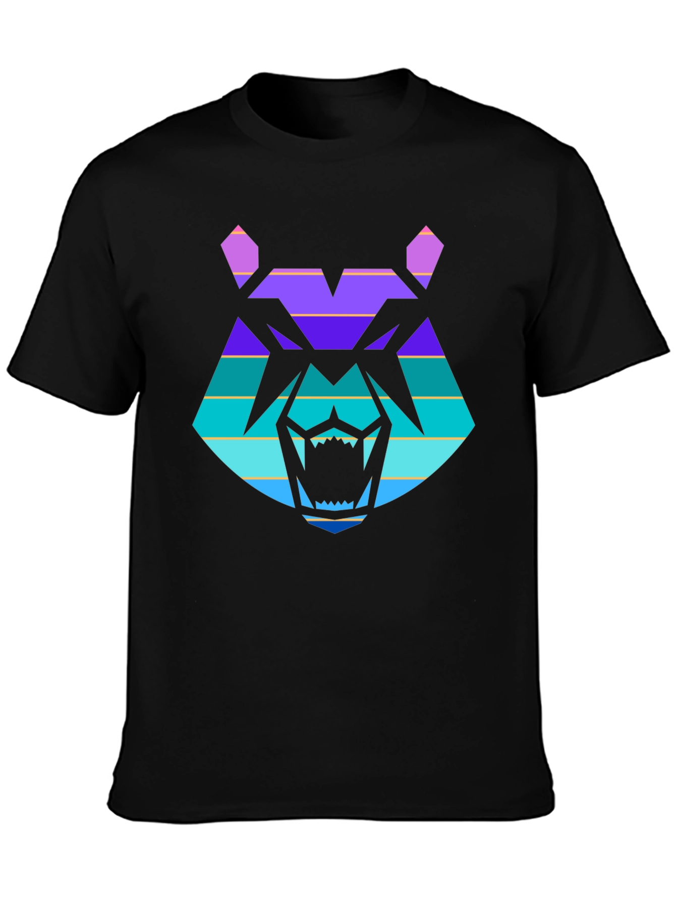 Retro Wolf Graphic Tee - Black Cotton T-Shirt