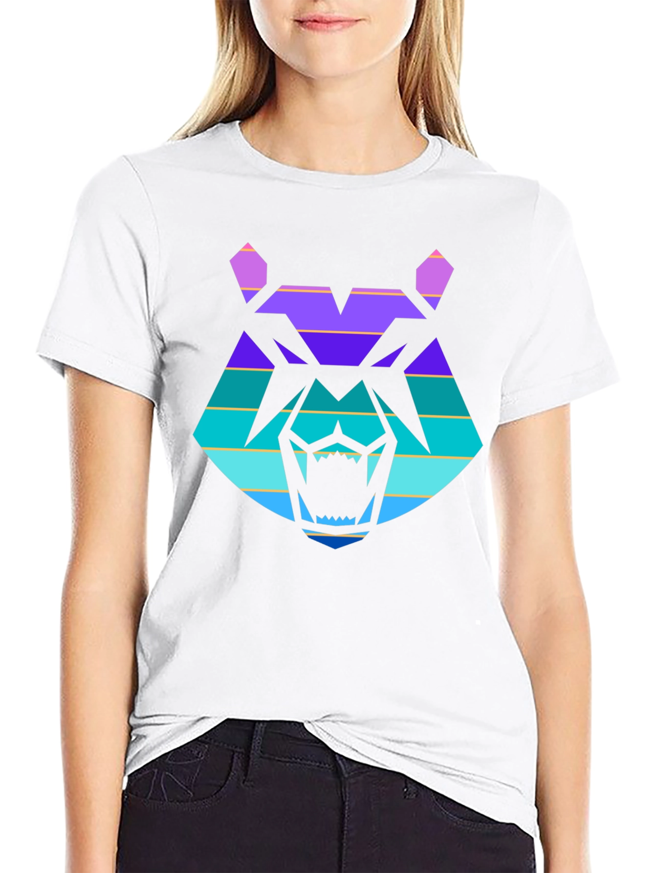 Retro Wolf Graphic Tee - Black Cotton T-Shirt