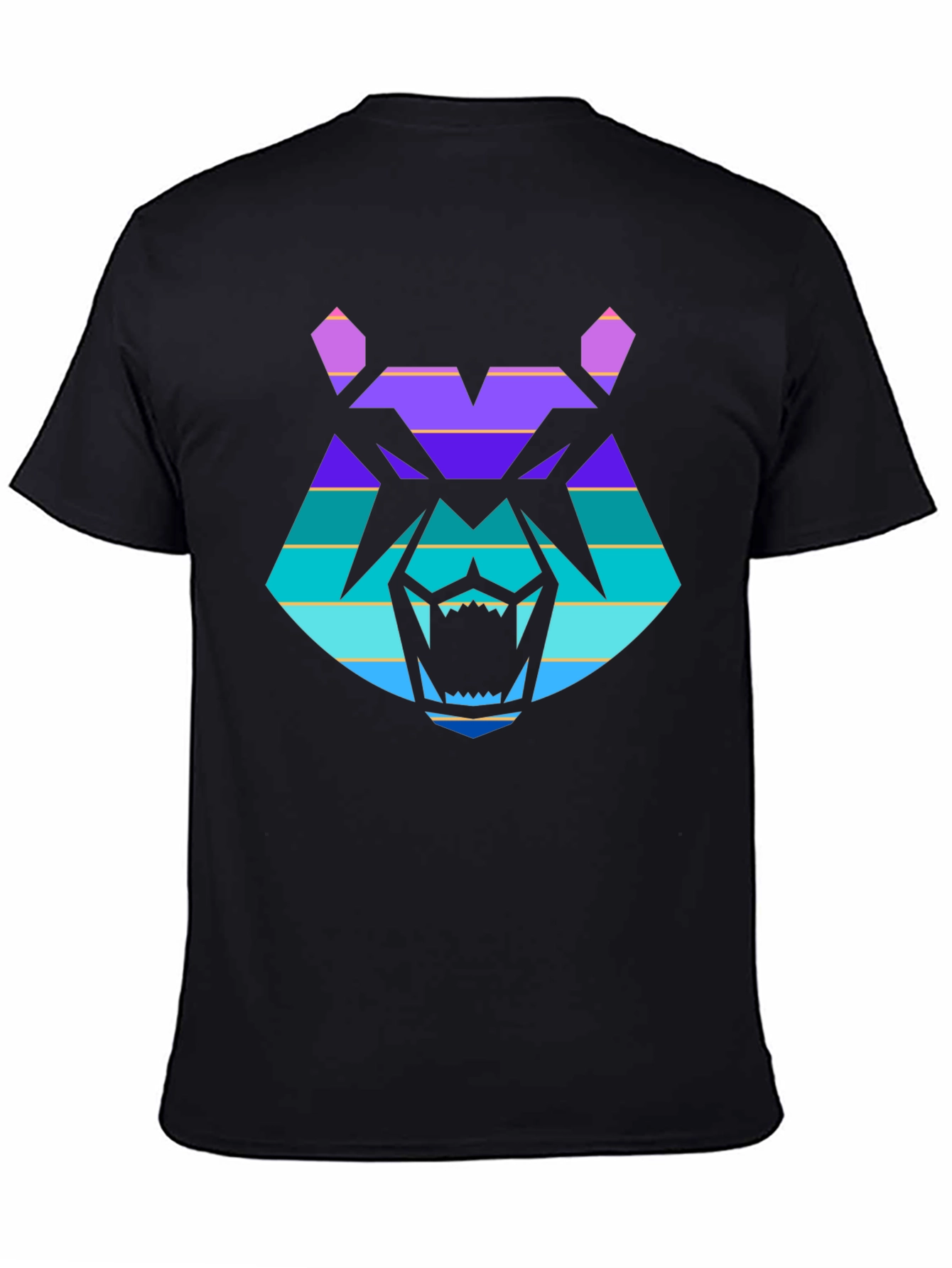 Retro Wolf Graphic Tee - Black Cotton T-Shirt