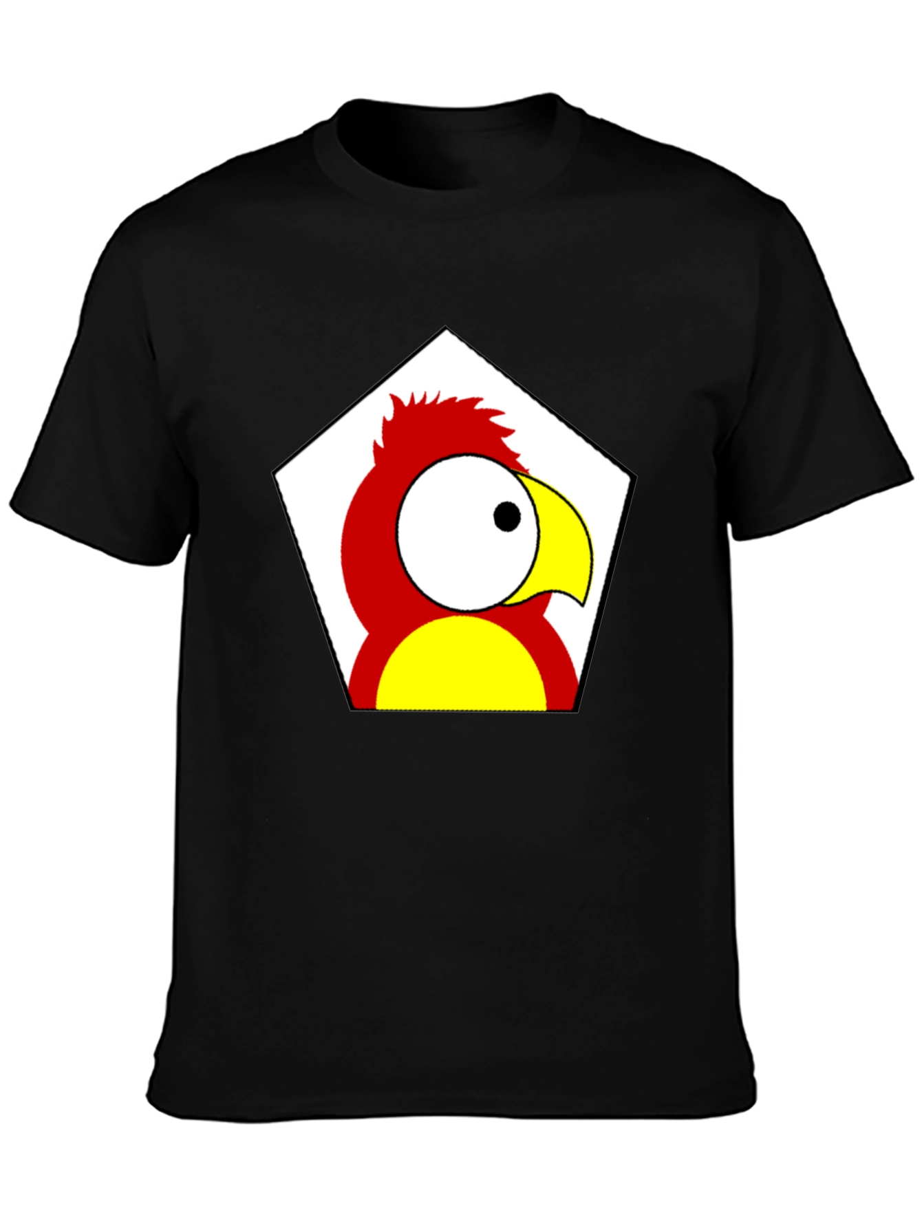 Cartoon Parrot Graphic Tee - Black Unisex T-Shirt