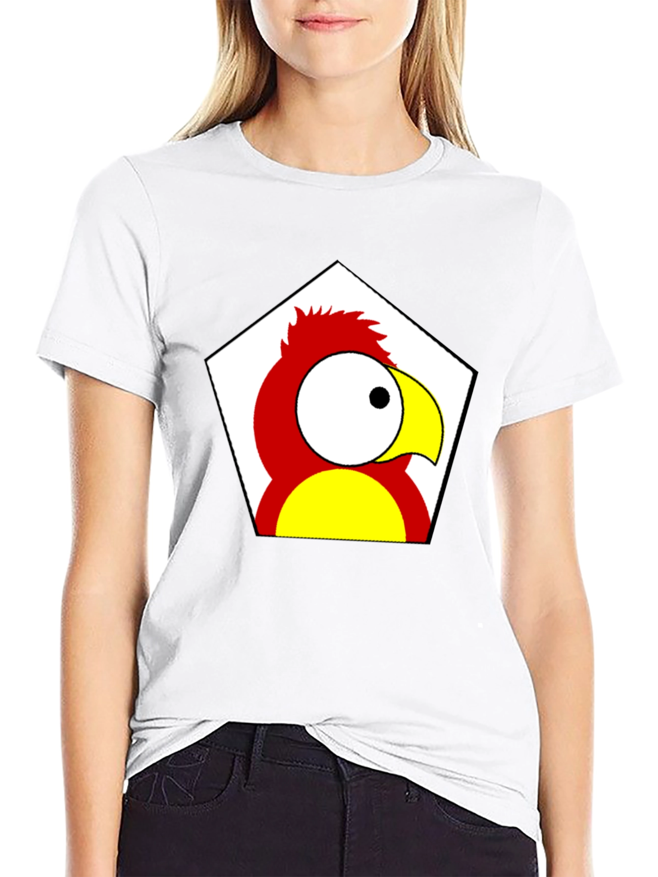 Cartoon Parrot Graphic Tee - Black Unisex T-Shirt