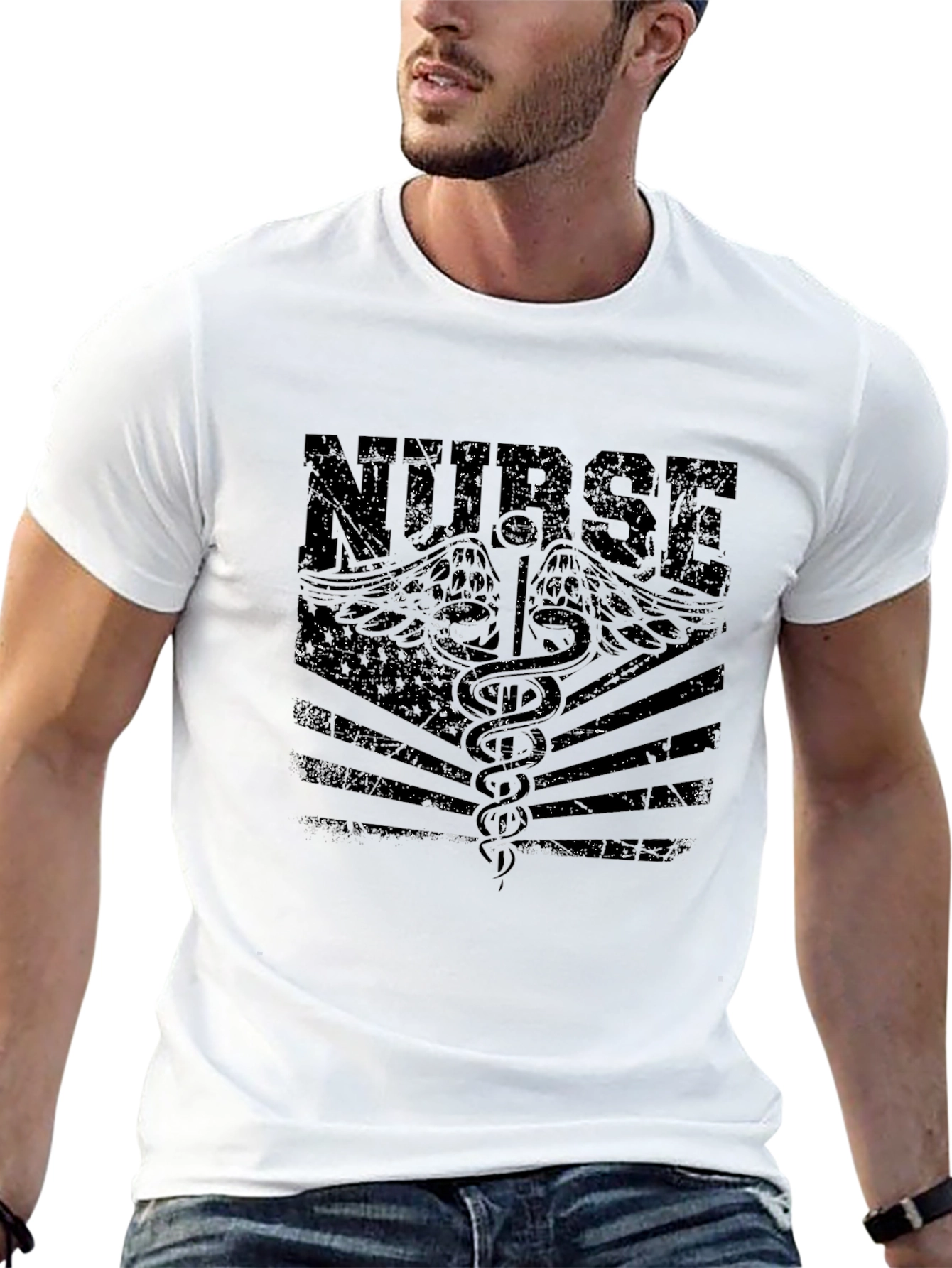 Nurse Graphic T-Shirt - Distressed Black Print