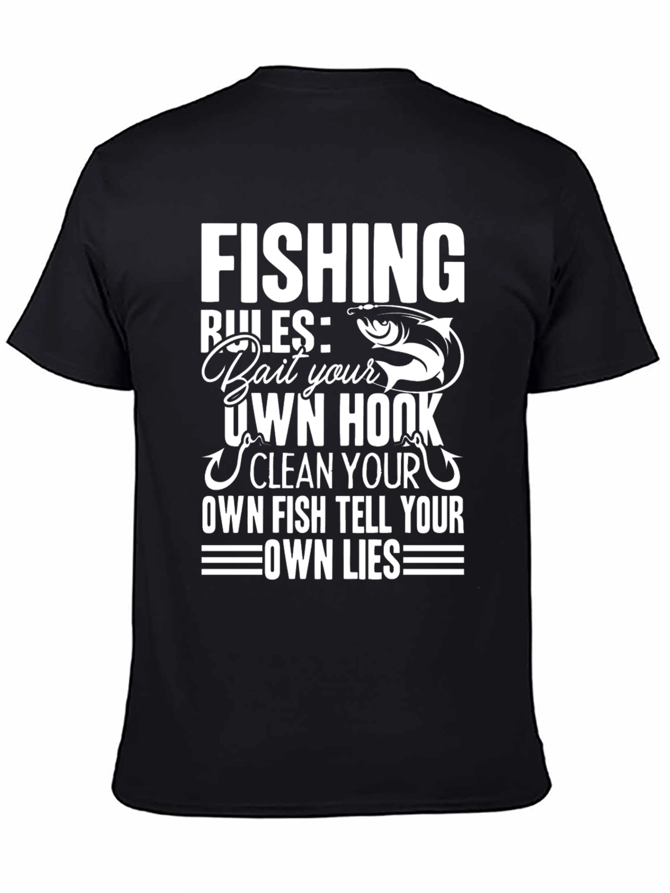 Fishing Rules Graphic T-Shirt Bait Hook Clean Fish