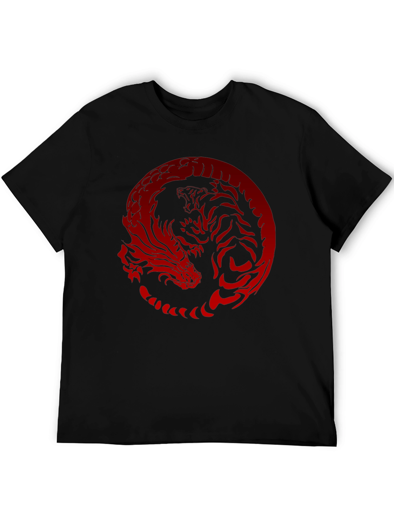 Dragon Tiger Yin Yang Graphic Tee - Black
