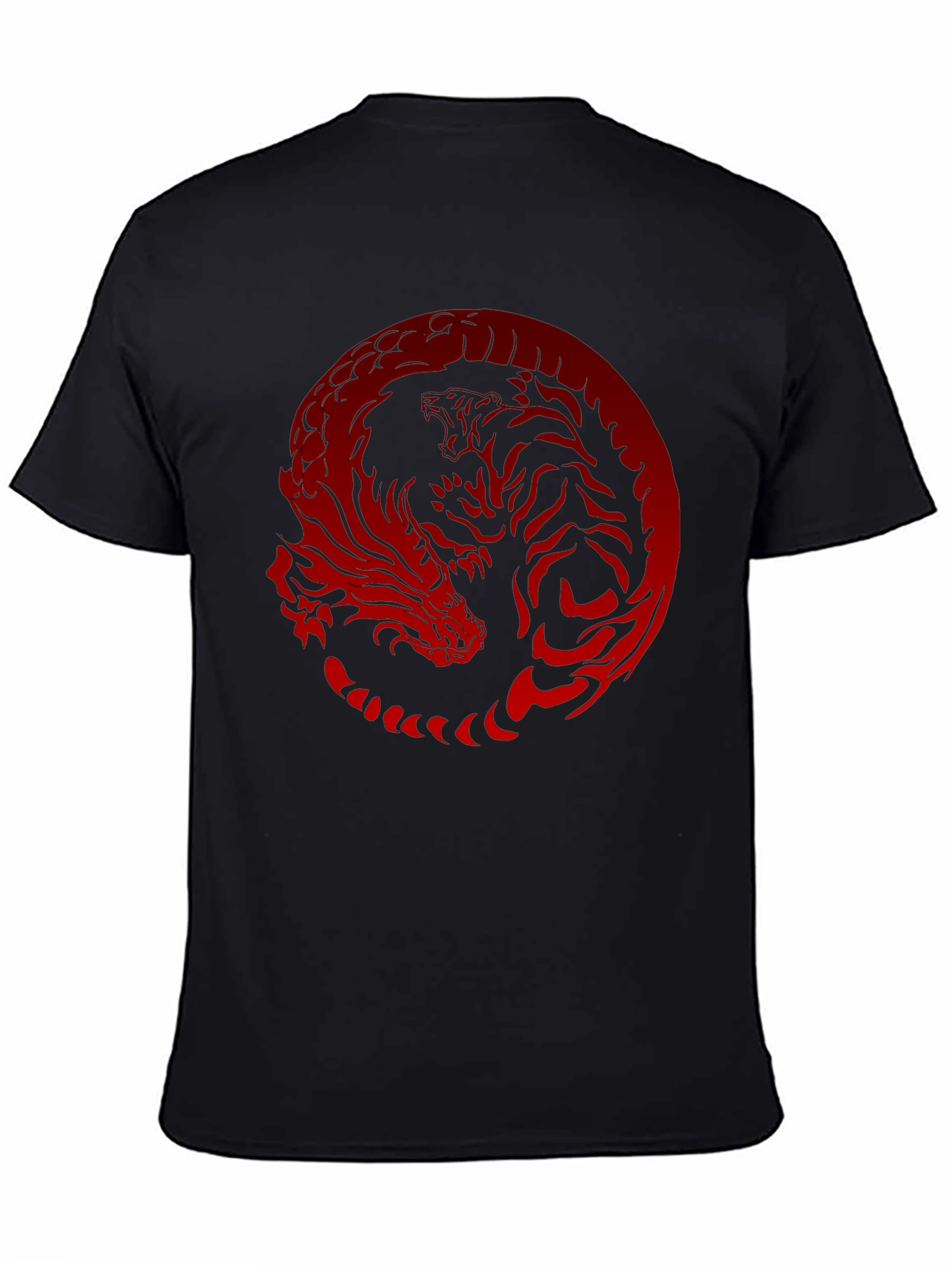 Dragon Tiger Yin Yang Graphic Tee - Black