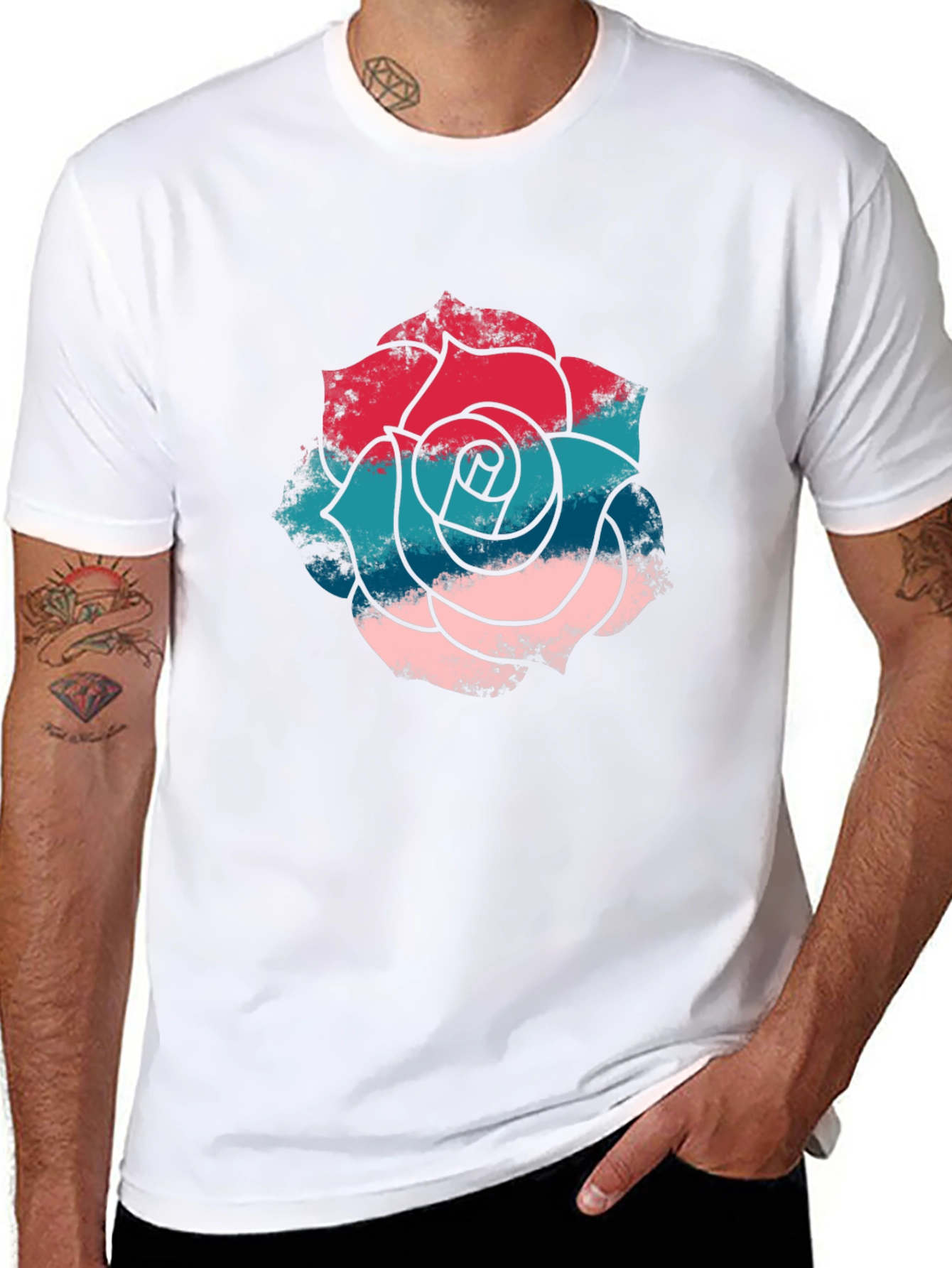 Rose Graphic T-Shirt - Stylish Mens Casual Tee