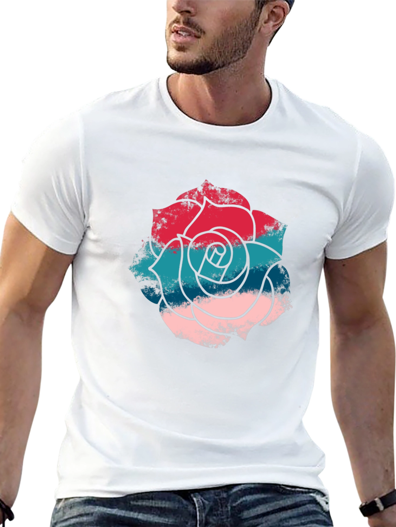 Rose Graphic T-Shirt - Stylish Mens Casual Tee