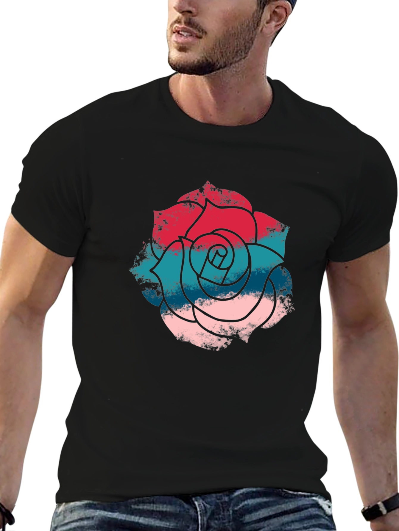 Rose Graphic T-Shirt - Stylish Mens Casual Tee