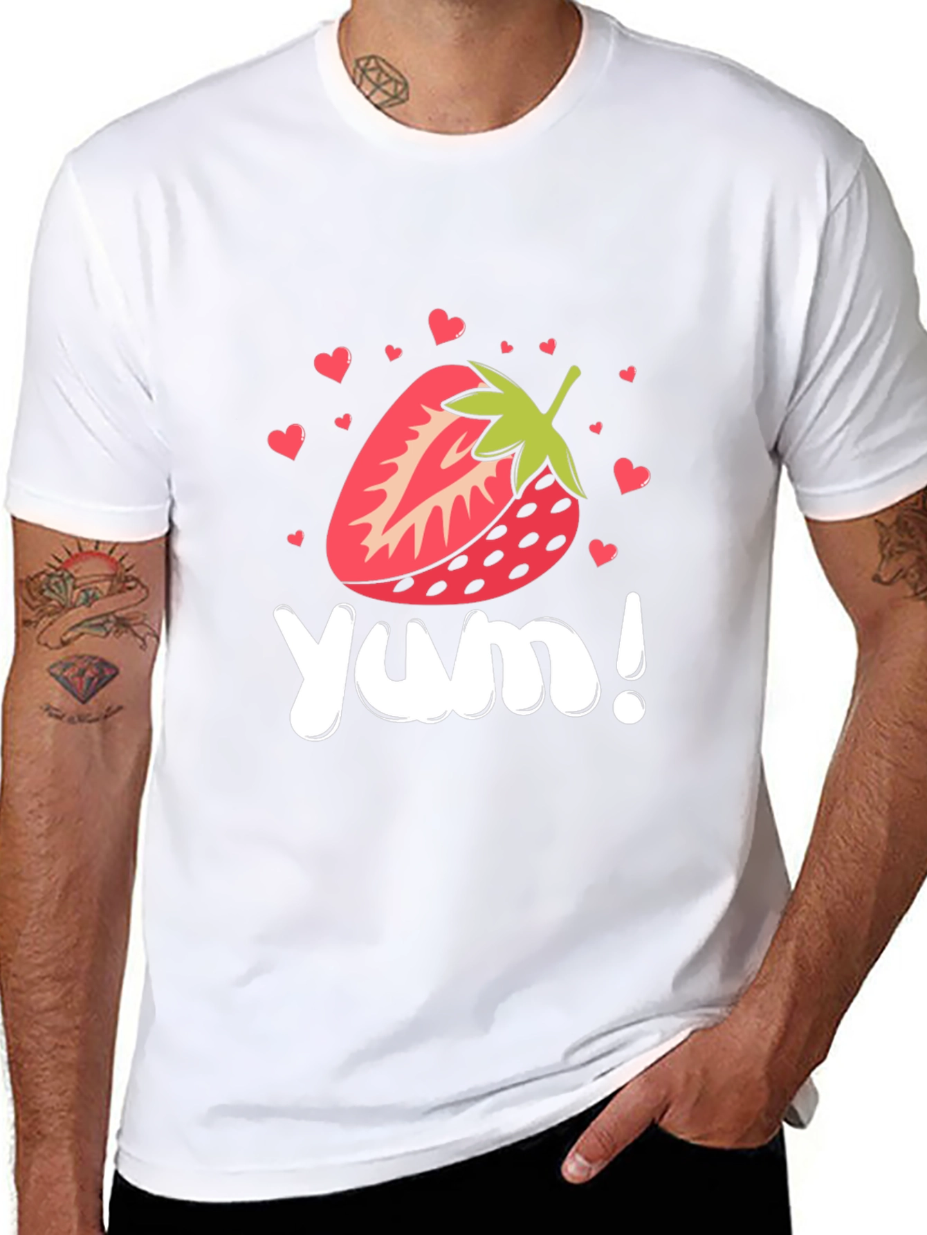 Strawberry Yum! Black Graphic T-Shirt