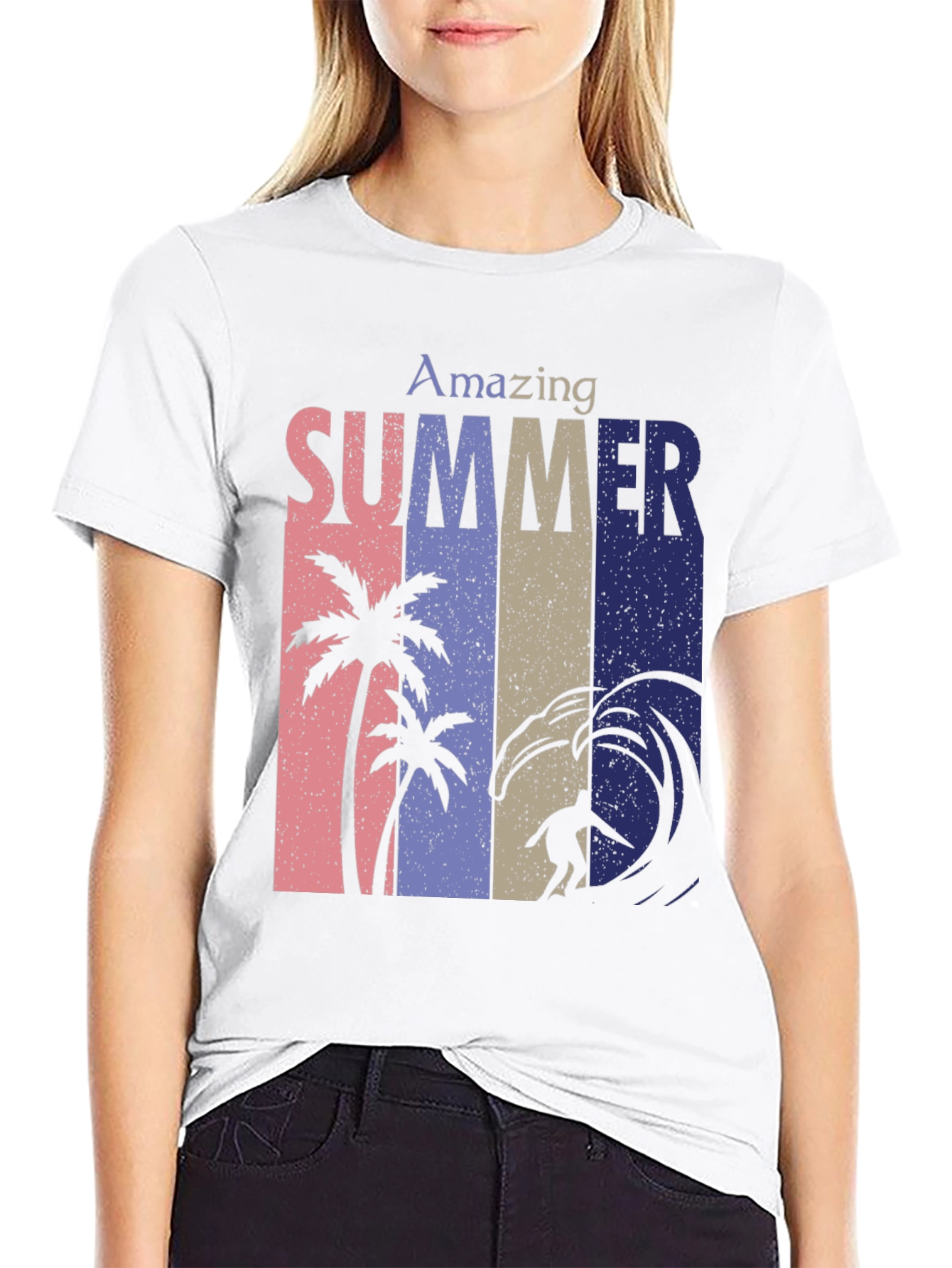 Amazing Summer Graphic Tee - Surf & Palm Design