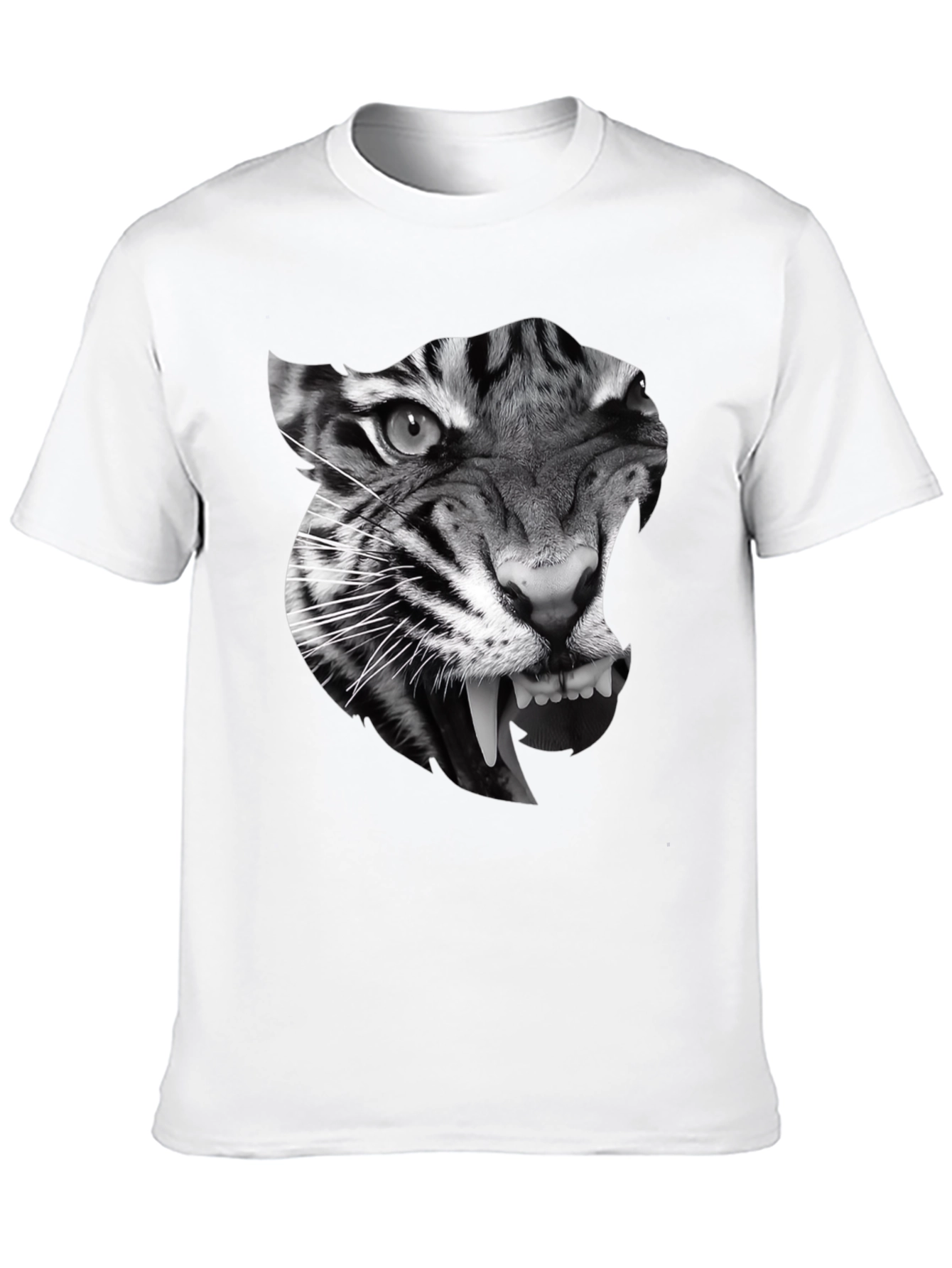 Mens Black T-Shirt with Tiger Graphic