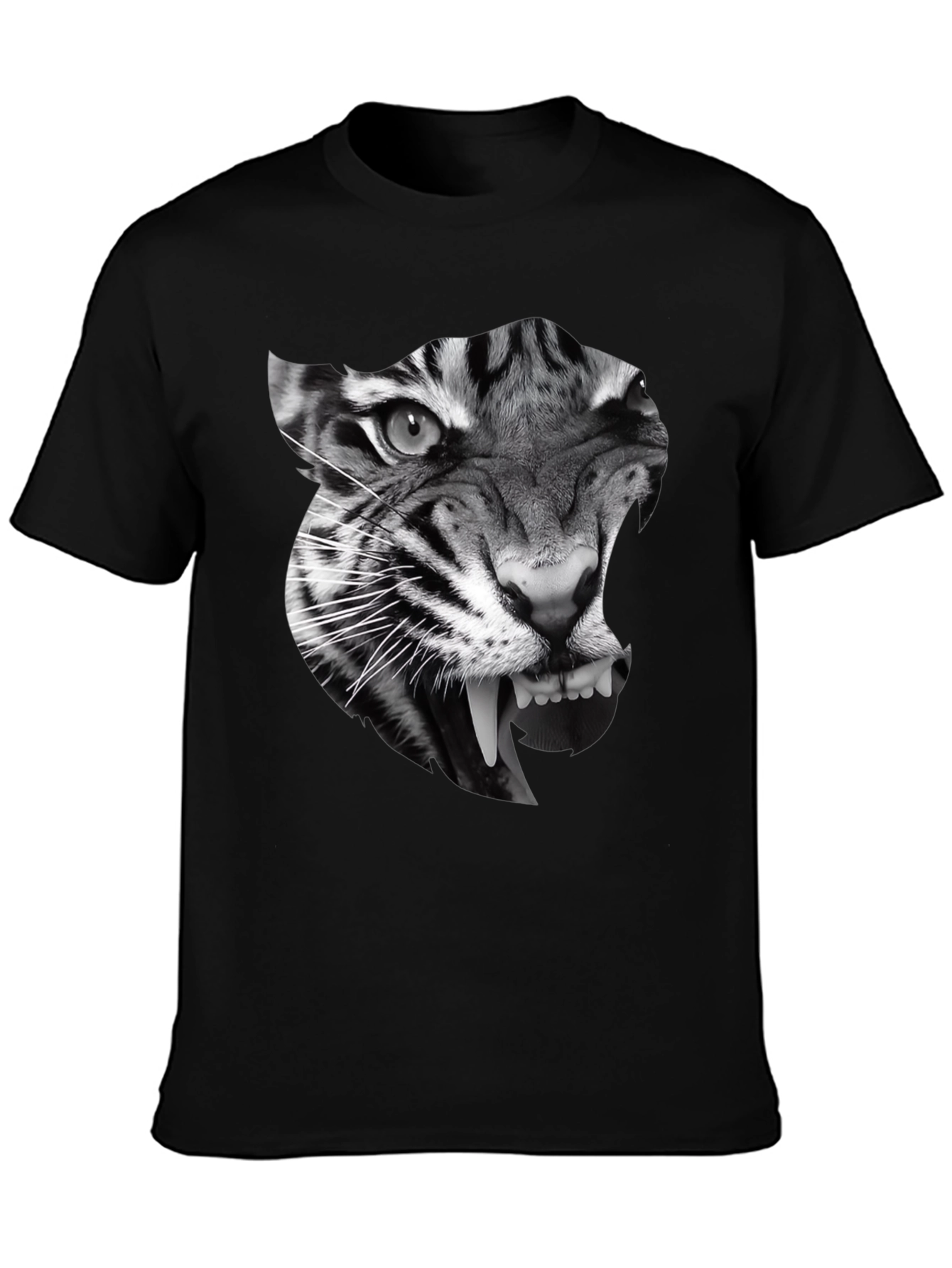 Mens Black T-Shirt with Tiger Graphic