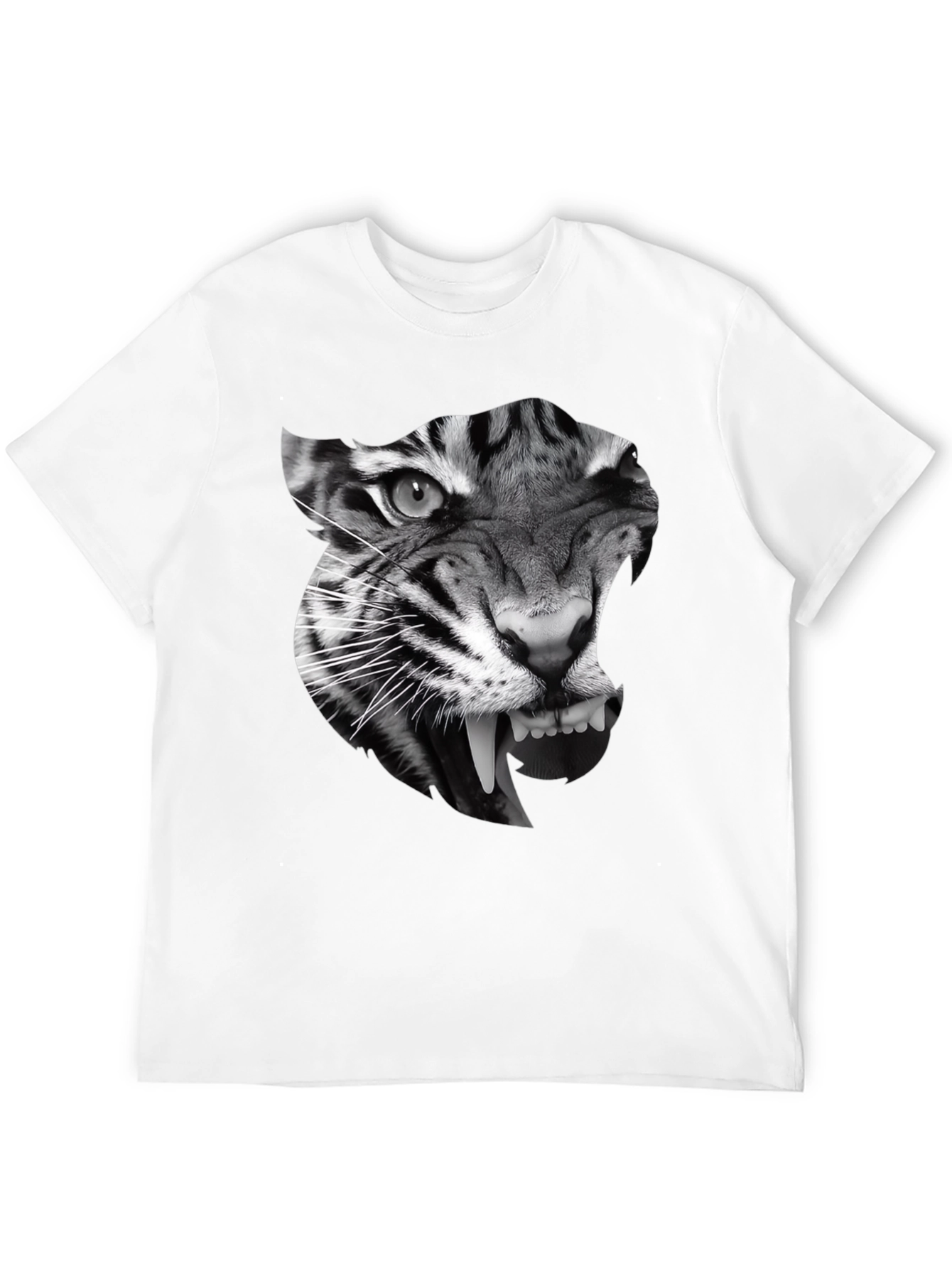 Mens Black T-Shirt with Tiger Graphic