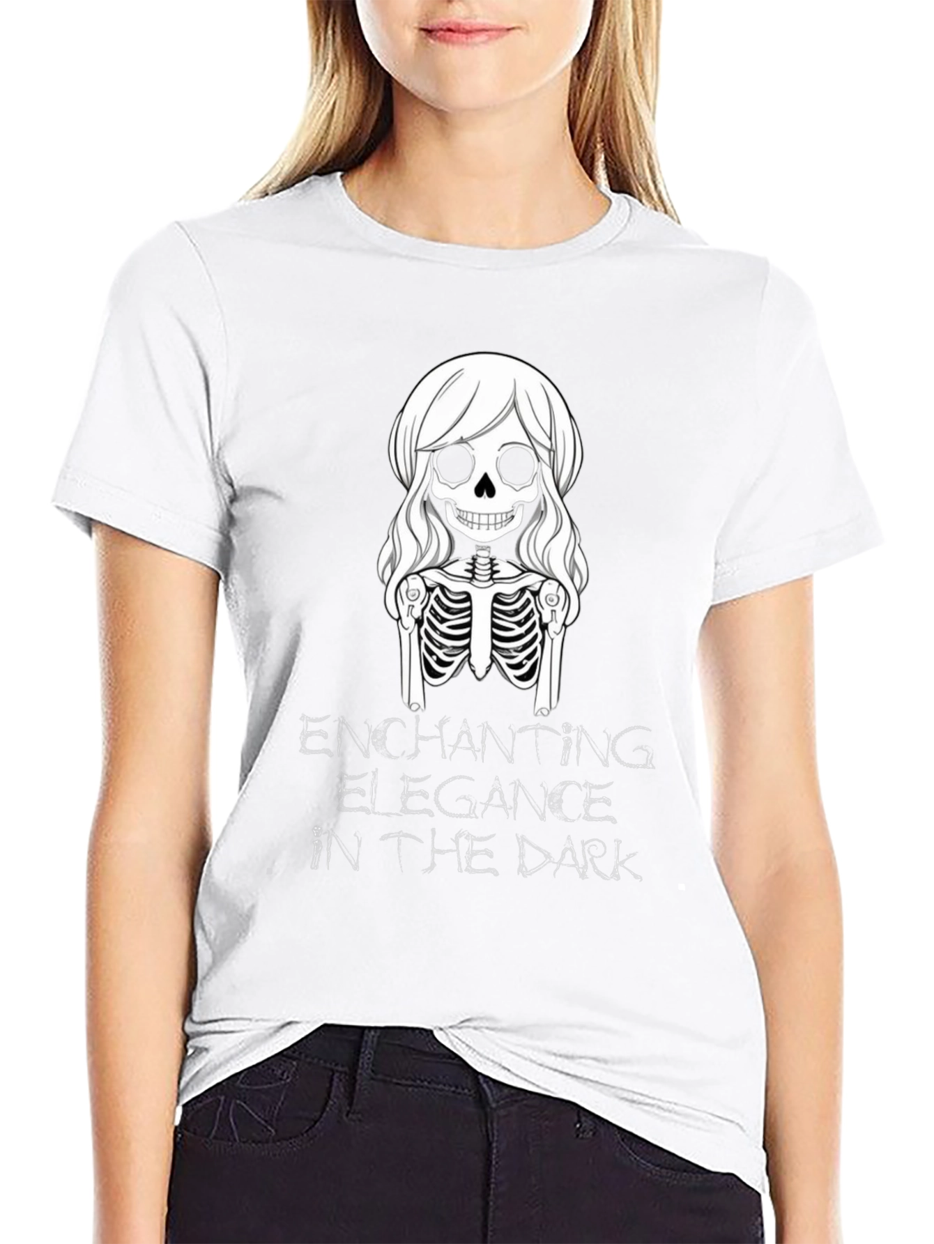 Enchanting Elegance Skeleton Graphic T-Shirt