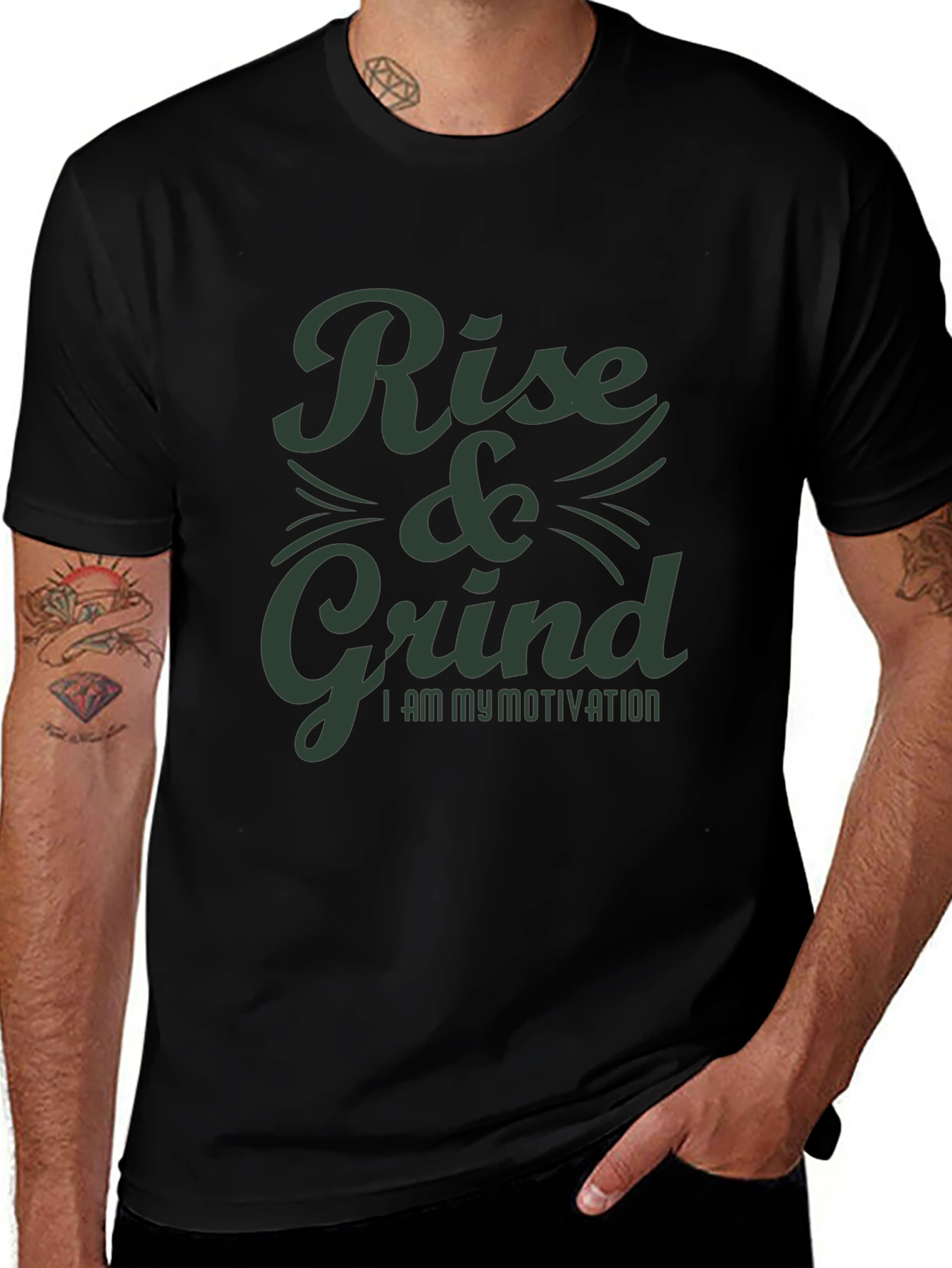 Rise & Grind Motivation T-Shirt - Black