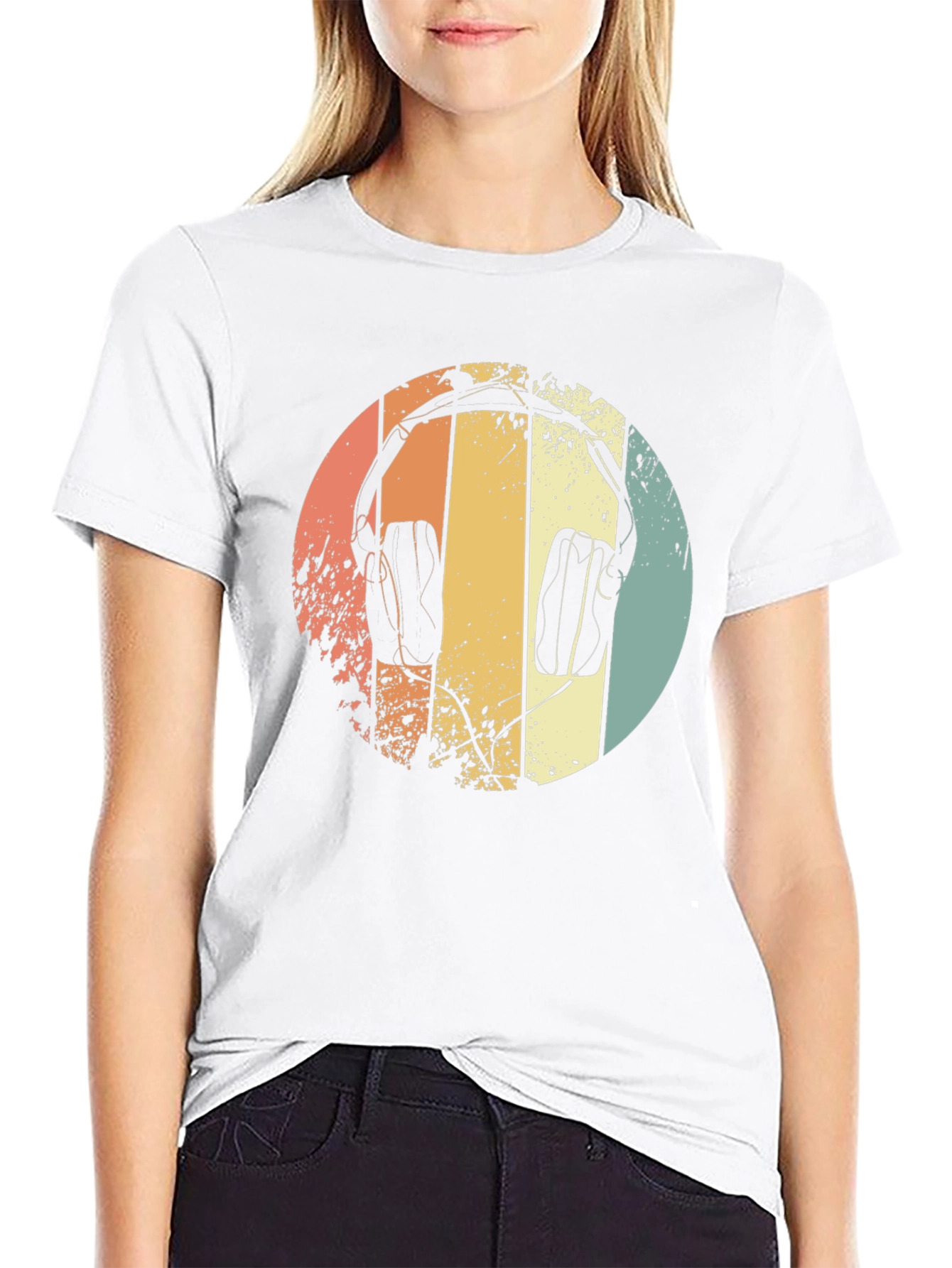 Retro Headphones Graphic Tee - Black Cotton T-Shirt
