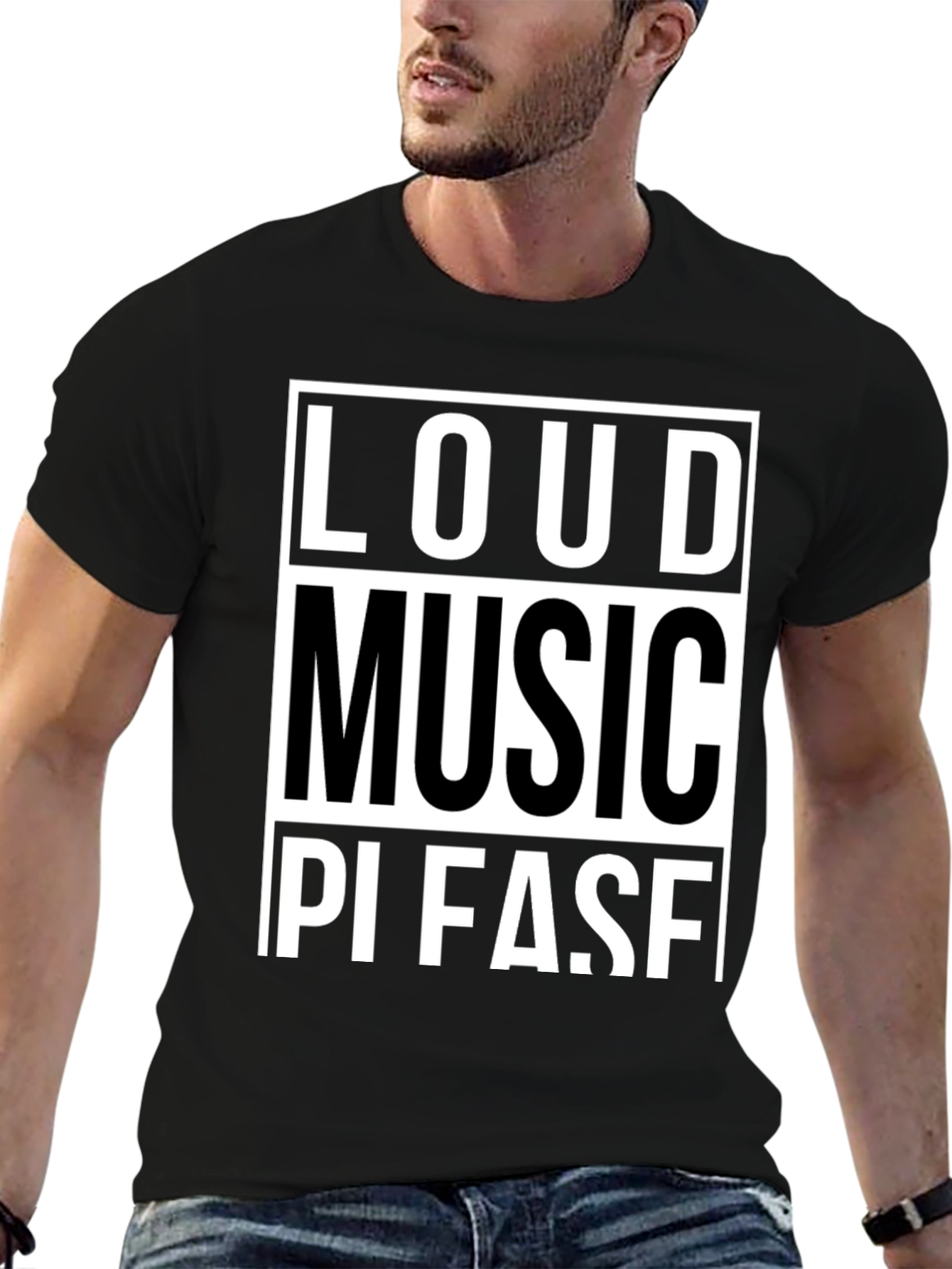Loud Music Please Graphic Tee - Black