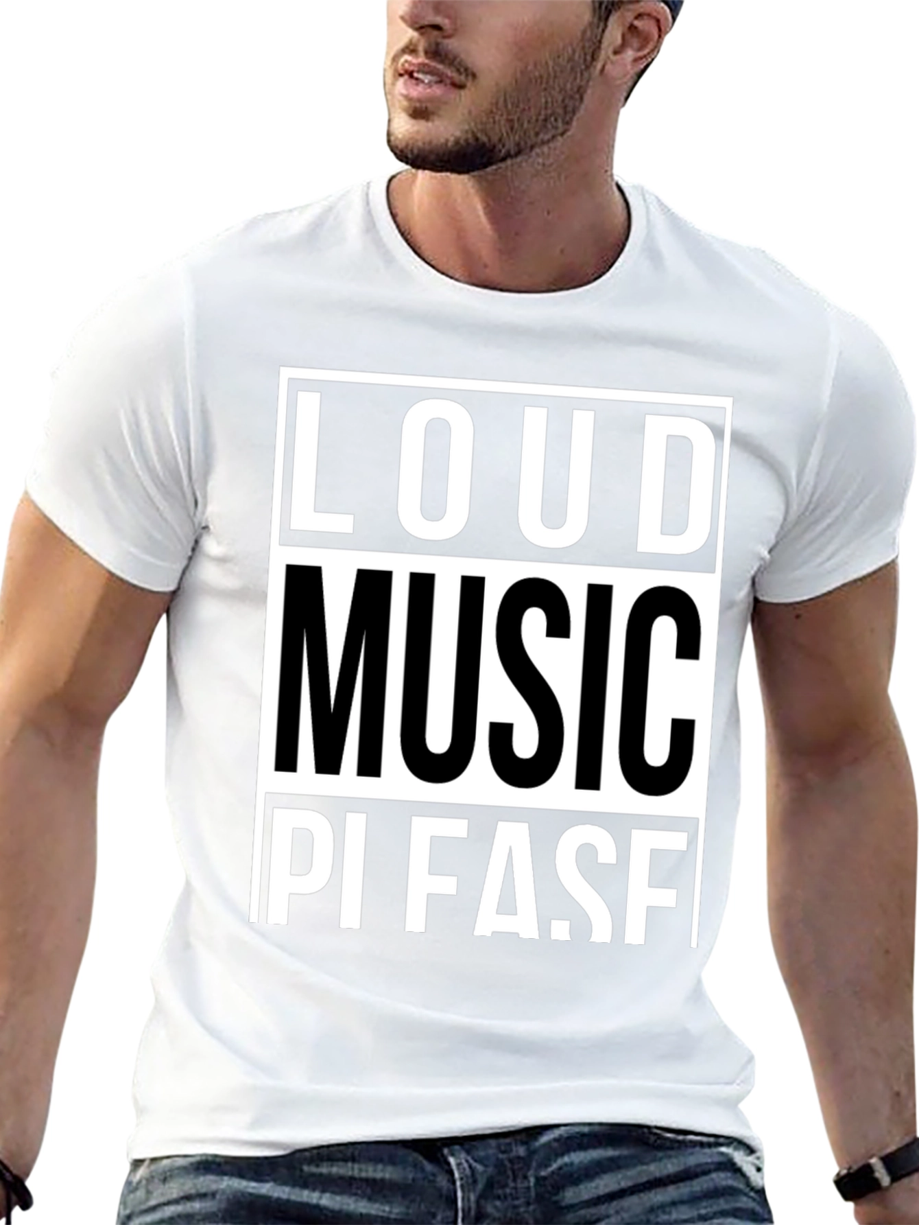 Loud Music Please Graphic Tee - Black