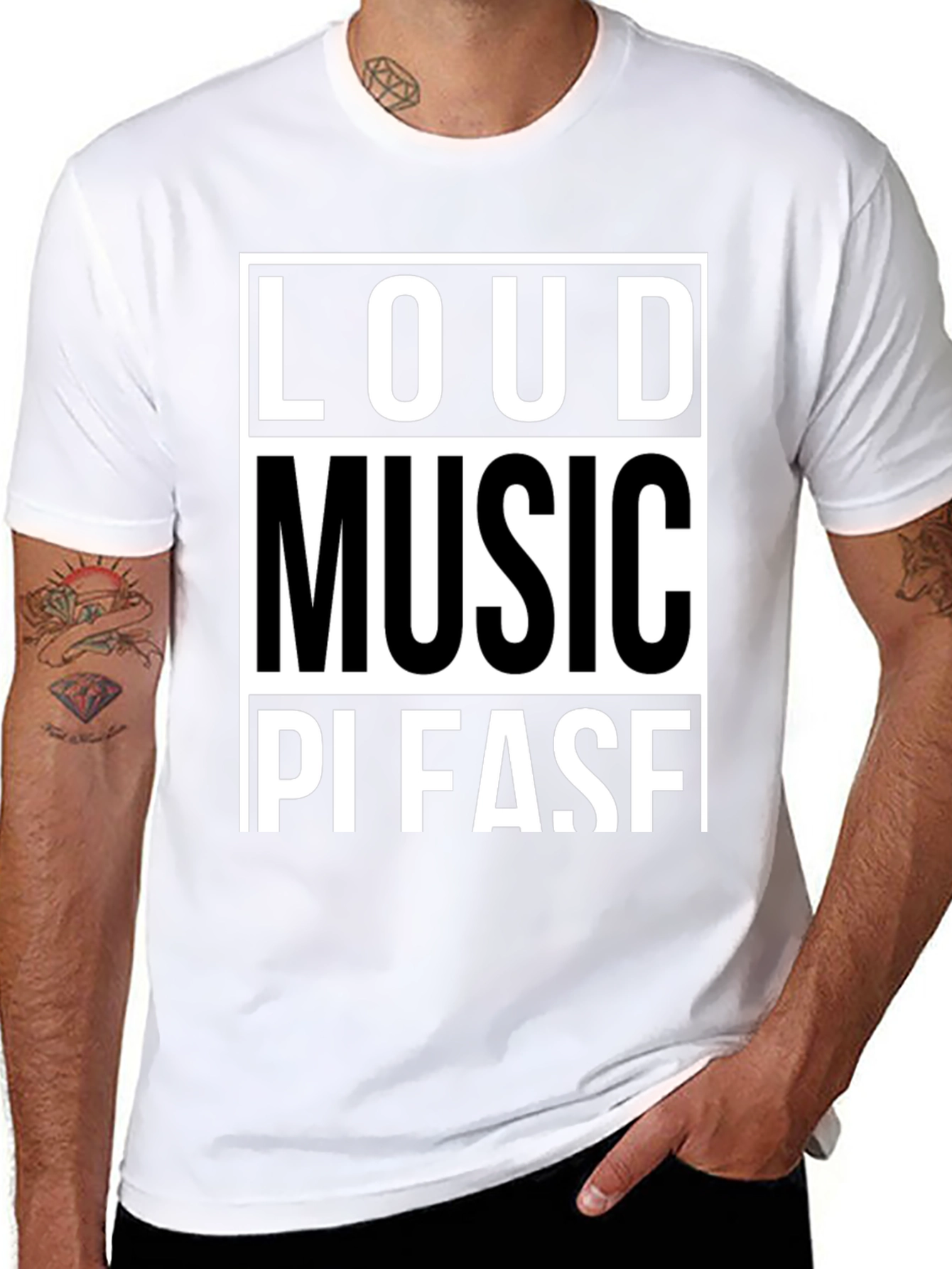 Loud Music Please Graphic Tee - Black
