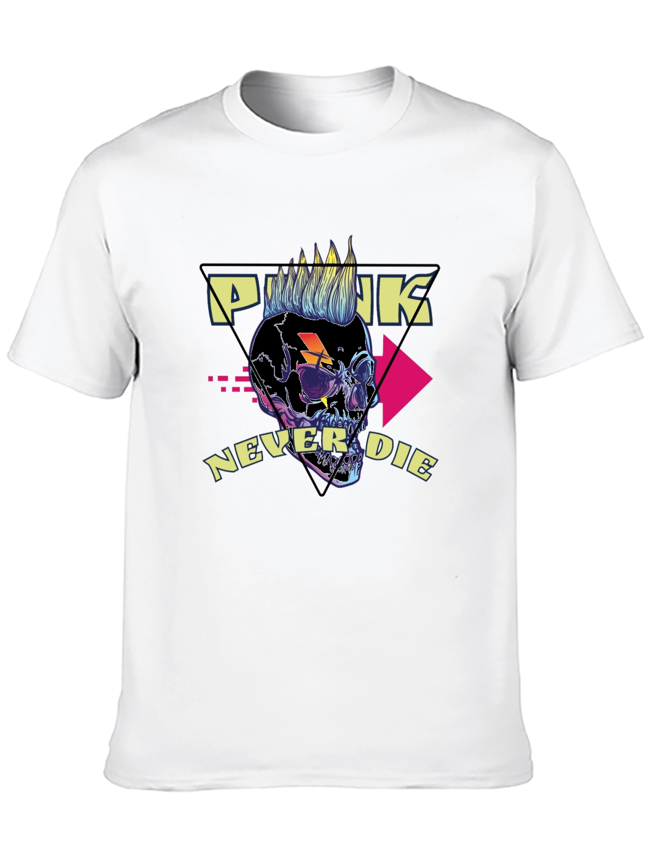 Punk Never Die Graphic Tee - Skull Design