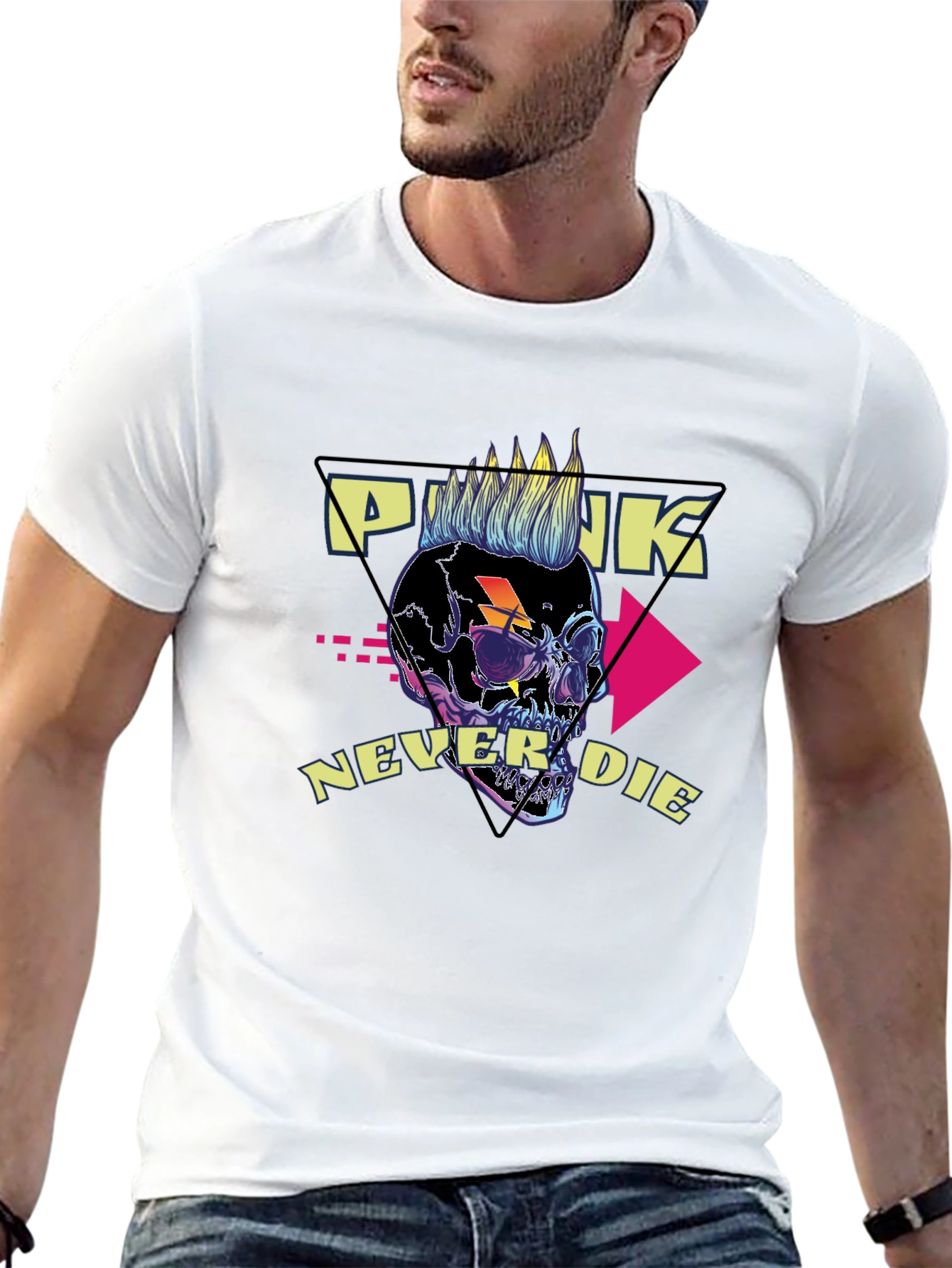 Punk Never Die Graphic Tee - Skull Design