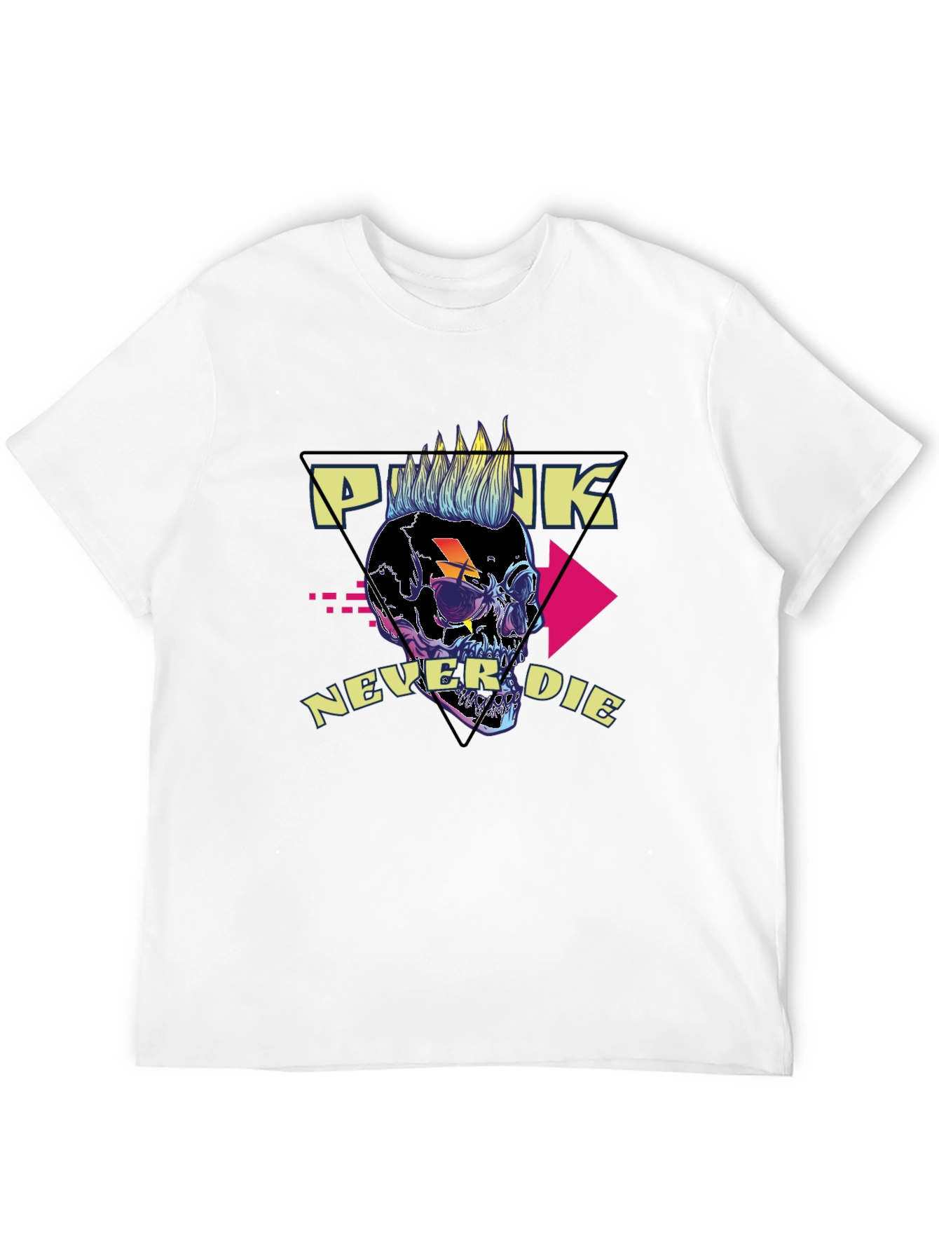 Punk Never Die Graphic Tee - Skull Design