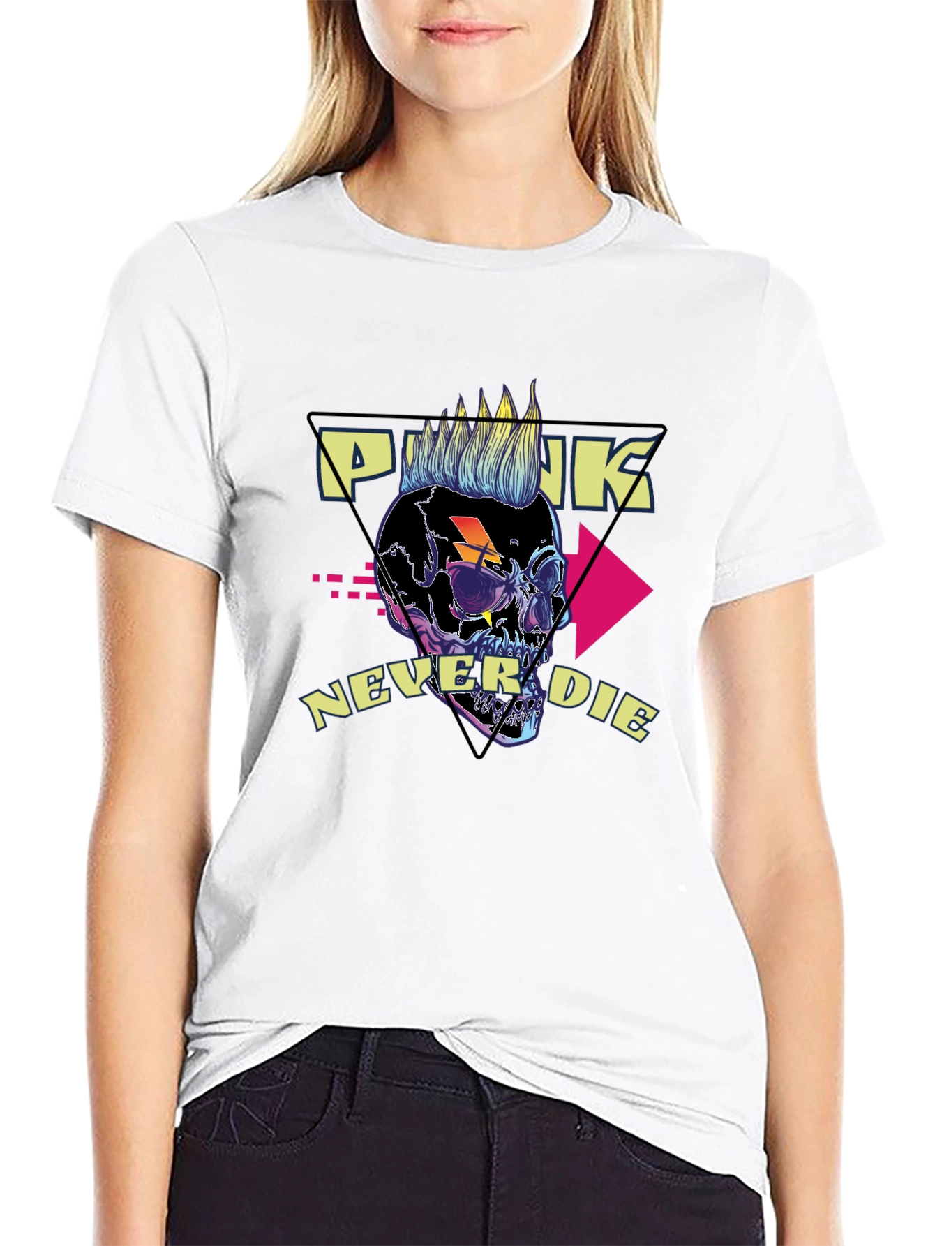 Punk Never Die Graphic Tee - Skull Design
