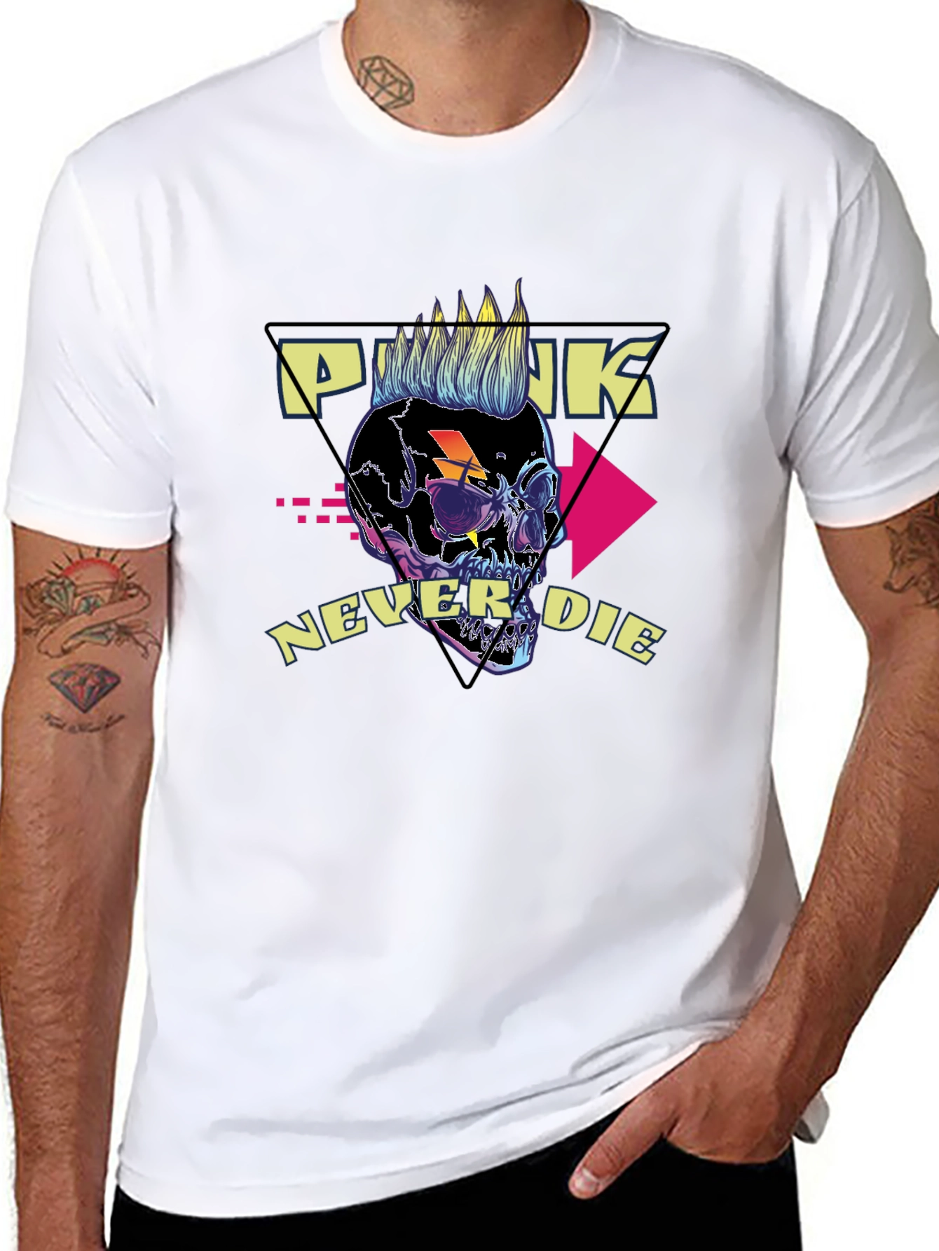 Punk Never Die Graphic Tee - Skull Design