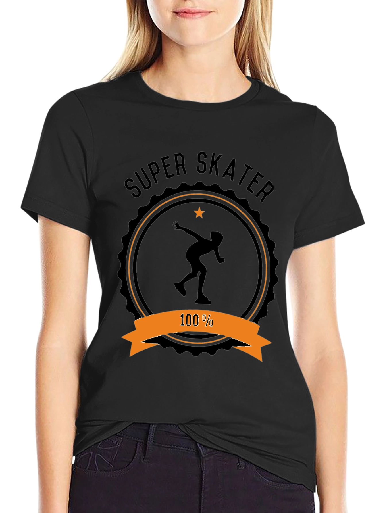 Super Skater Graphic Tee - Black Cotton T-Shirt